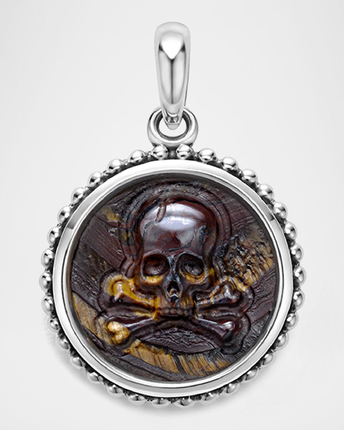 LAGOS Men 's Sterling Silver Anthem Circle Skull Pendant, 20mm