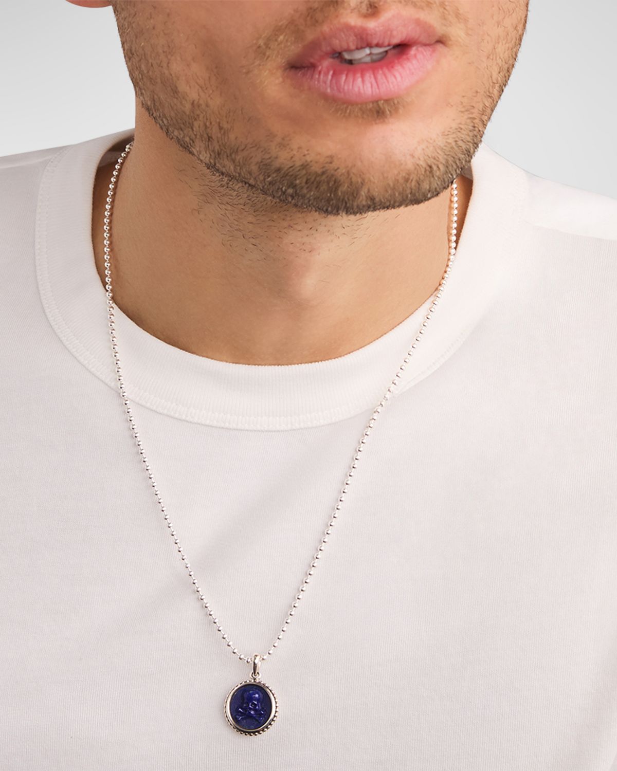 LAGOS Men 's Sterling Silver Anthem Circle Skull Pendant, 20mm