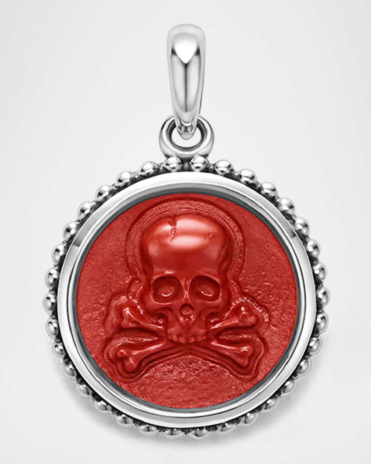 LAGOS Men 's Sterling Silver Anthem Circle Skull Pendant, 20mm