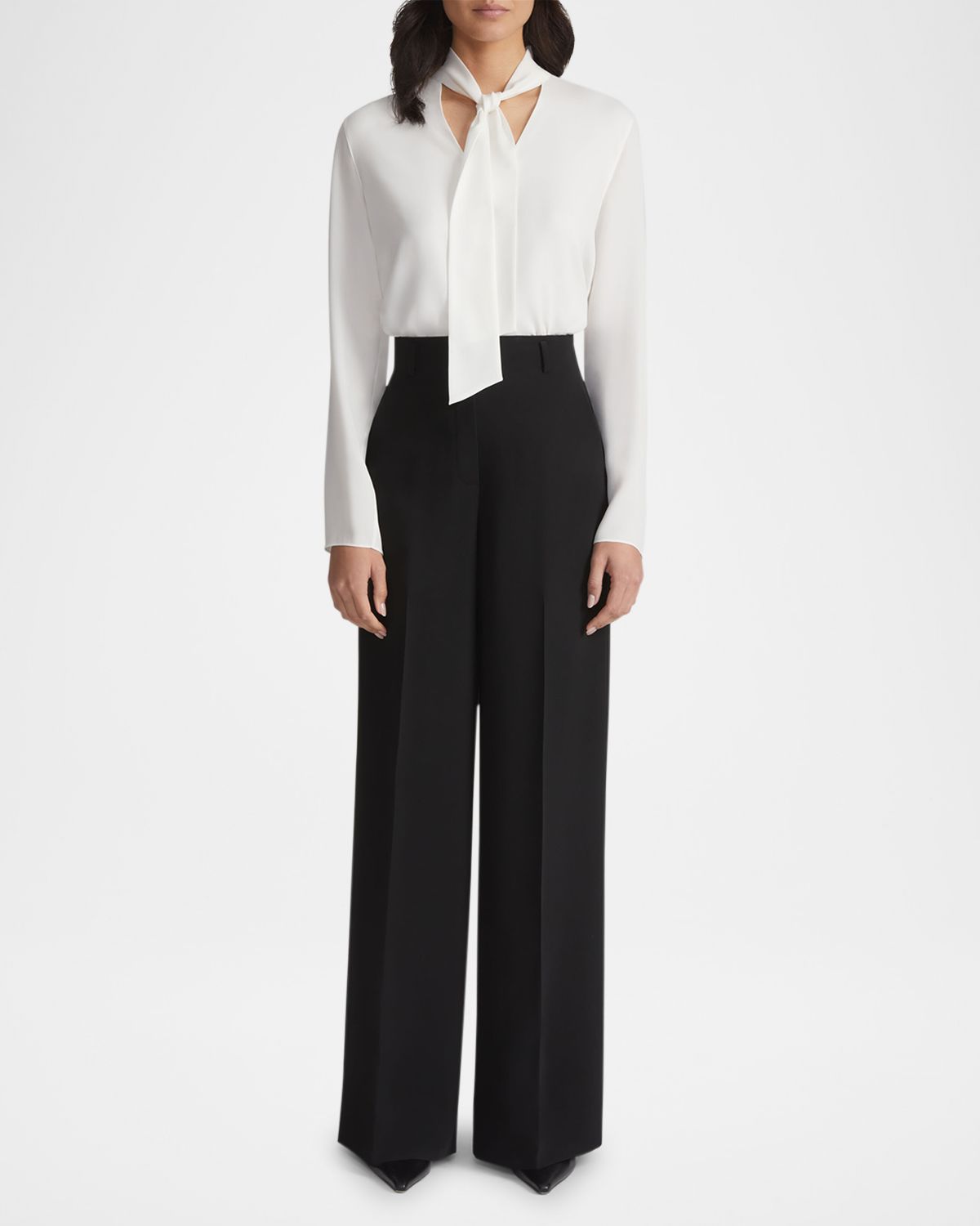 Lafayette 148 New York Tie-Neck Silk Blouse