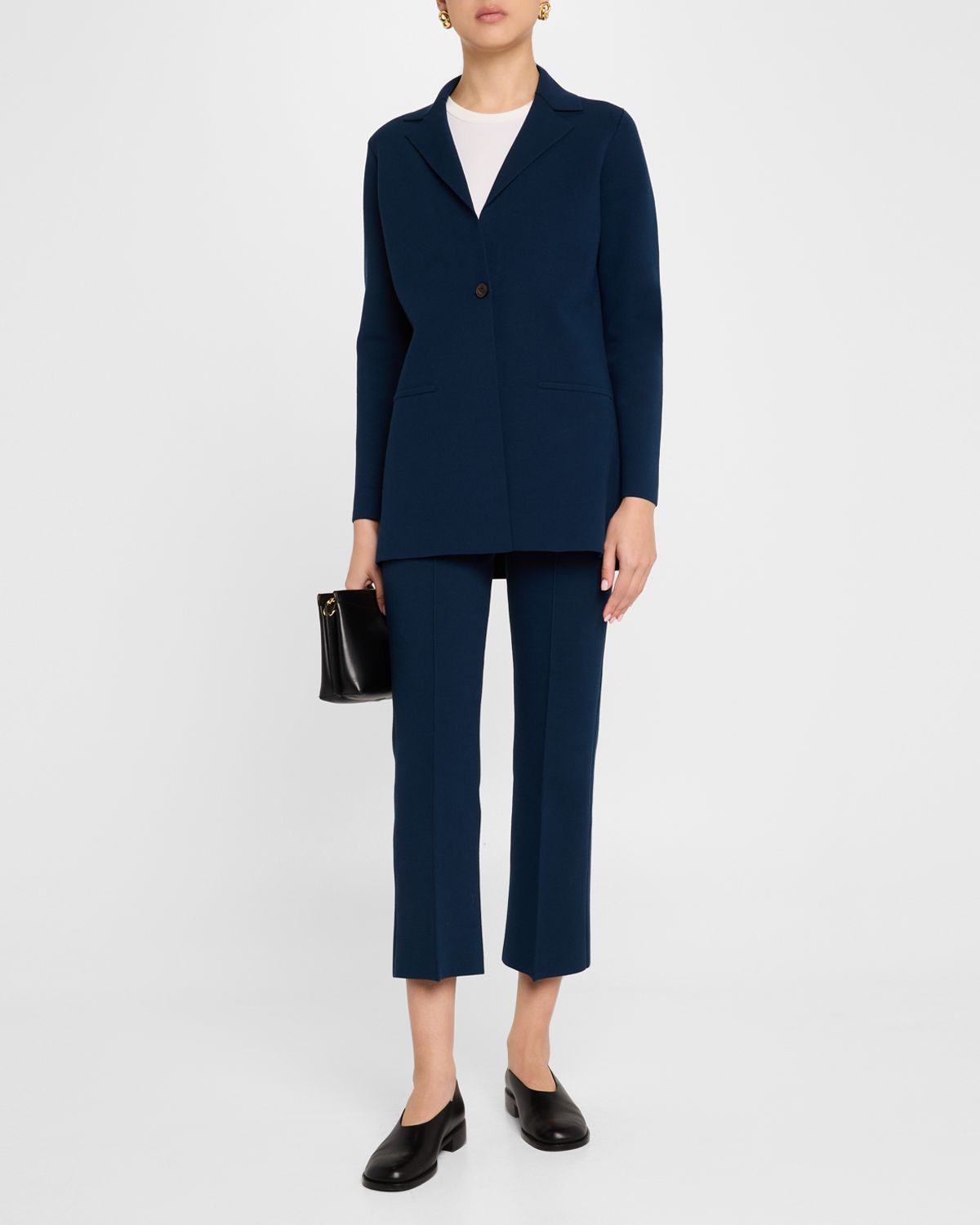 Lafayette 148 New York Single-Button Matte Crepe Blazer