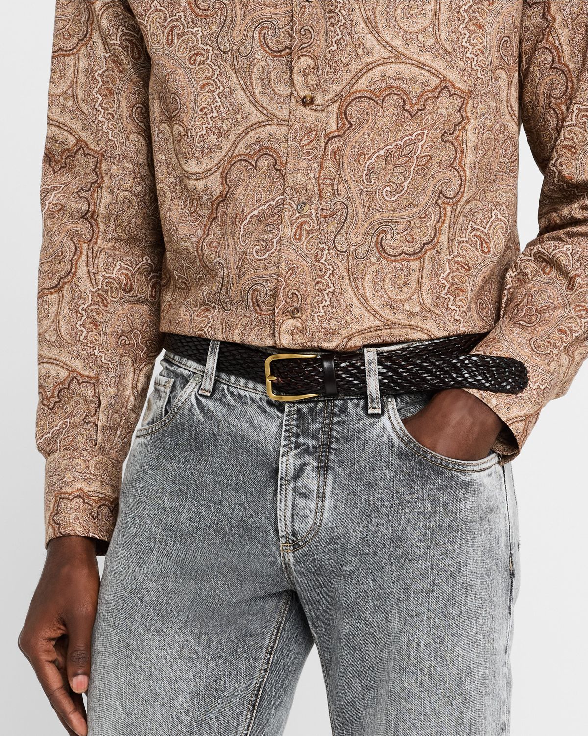 Brunello Cucinelli Men 's Braided Leather Belt