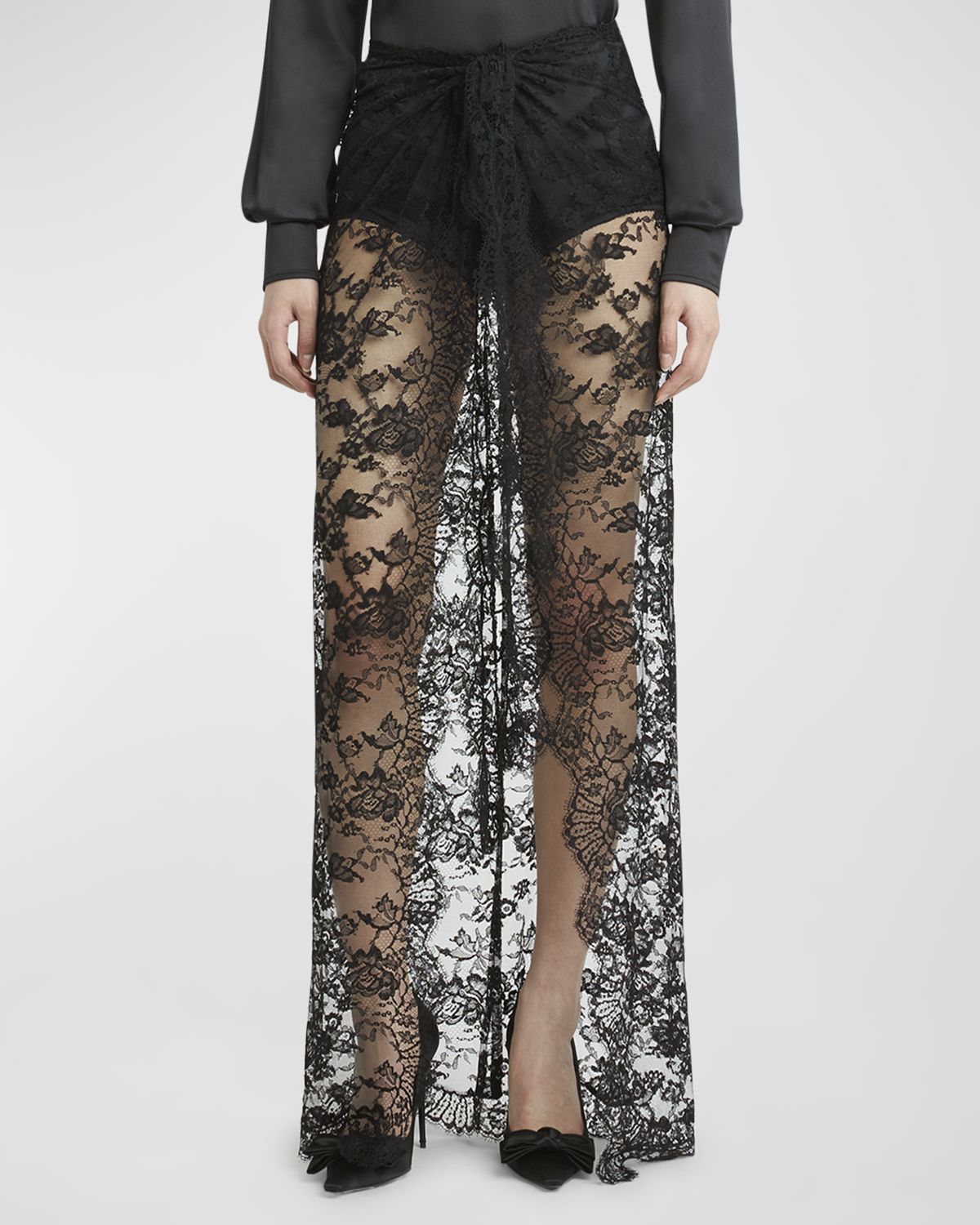Dolce & Gabbana Chantilly Lace Scallop Maxi Skirt