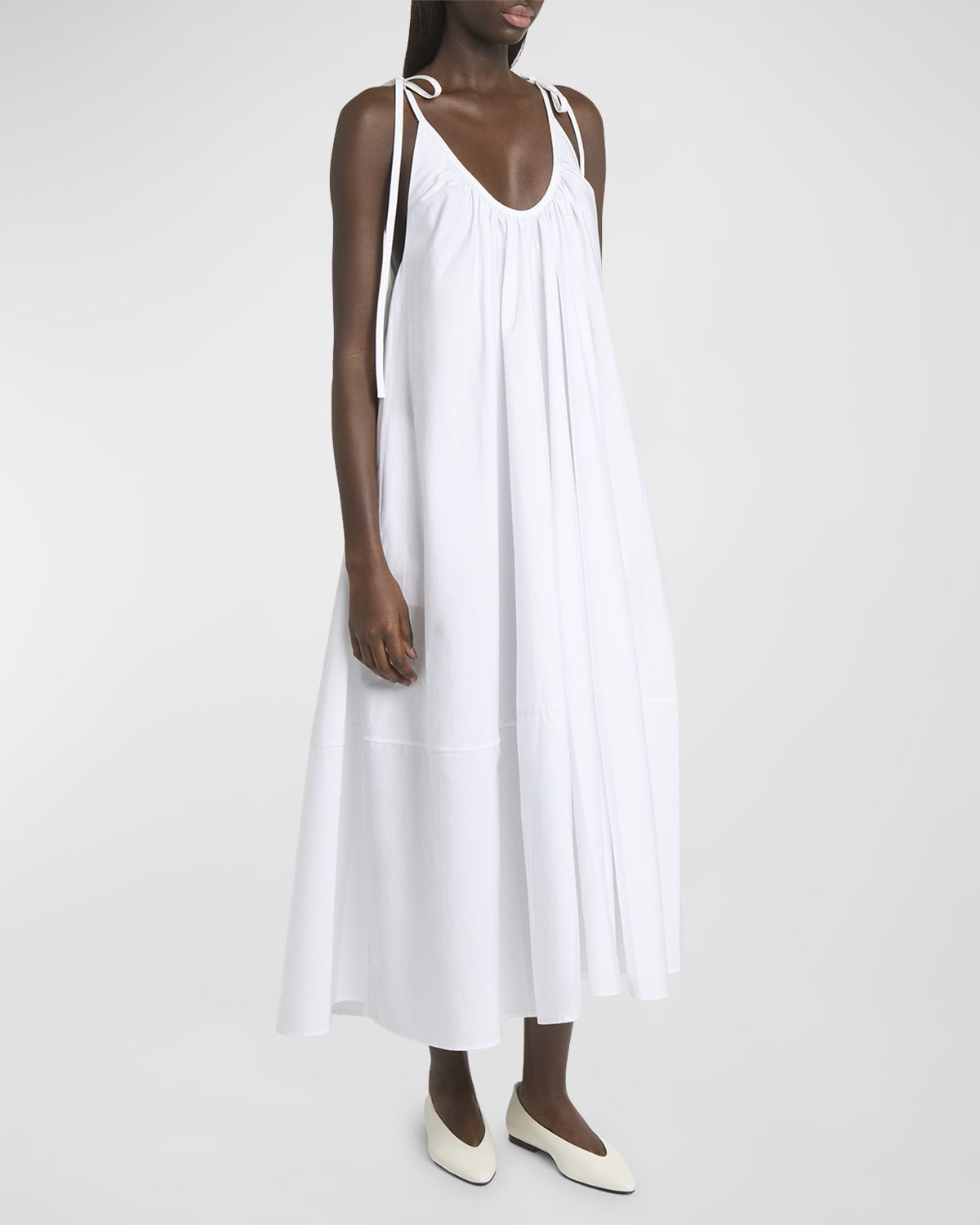 Co Sleeveless Gathered Maxi Shift Dress