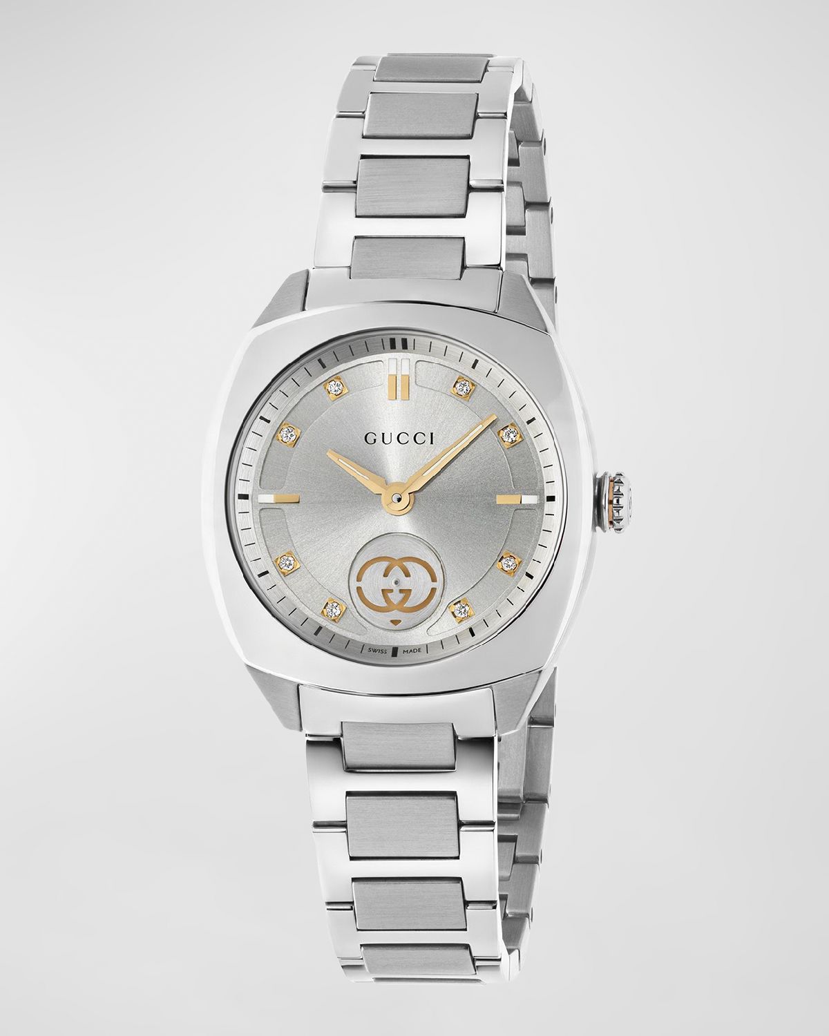 Gucci Interlocking Small Silver 8-Diamond Steel Bracelet Watch