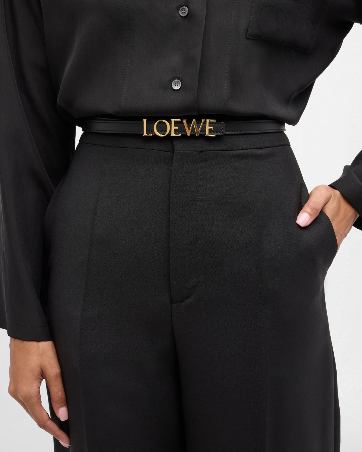 Loewe Bold Logo Leather Skinny Belt