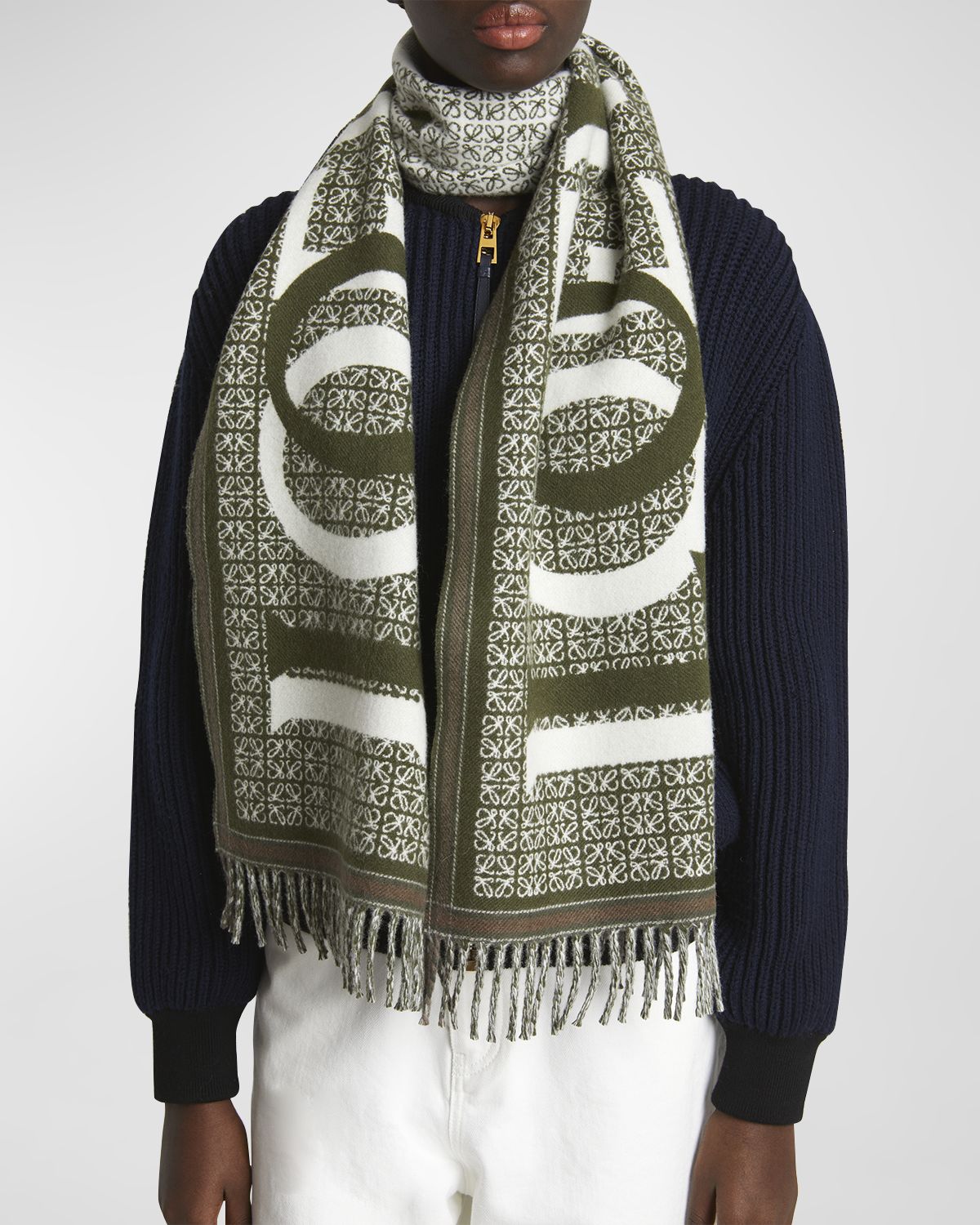 Loewe Love Anagram Wool & Cashmere Scarf