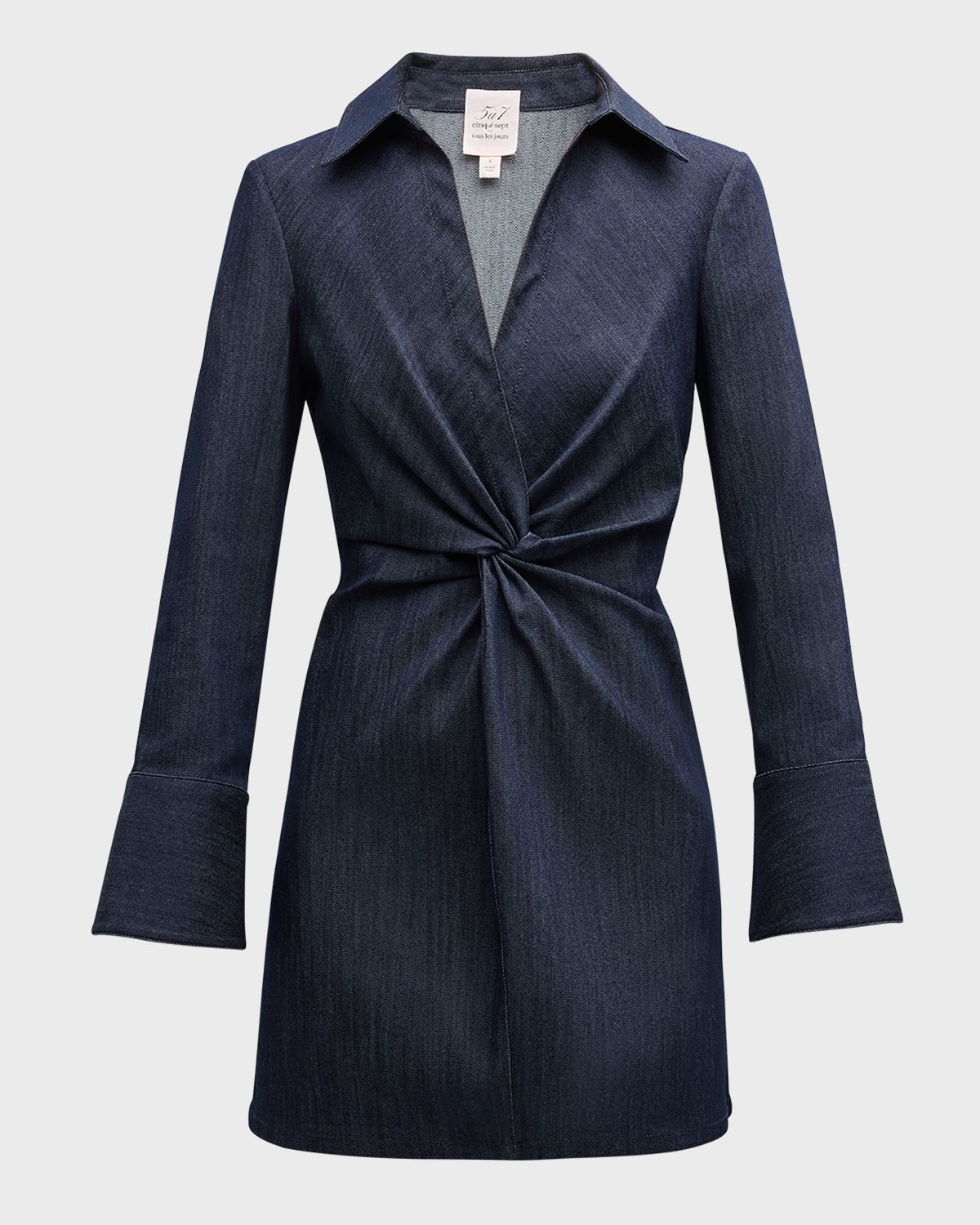 Cinq a Sept Mckenna Twisted Denim Long-Sleeve Mini Dress