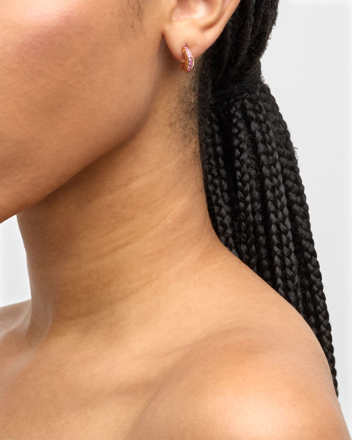 Walters Faith Grant 18K Rose Gold Pink Sapphire Knife Edge Huggie Earrings