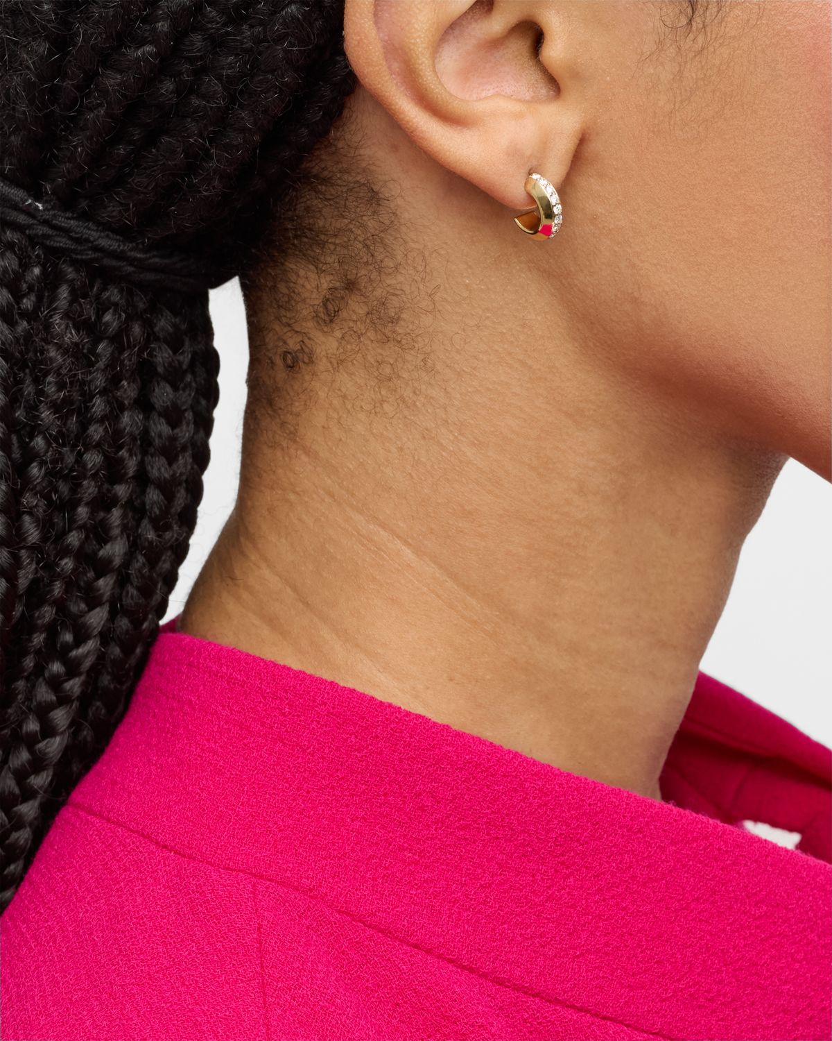 Walters Faith Grant 18K Yellow Gold Diamond Knife Edge Huggie Earrings