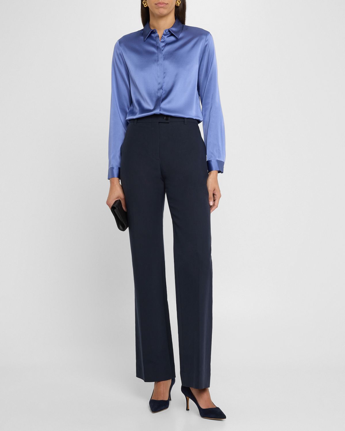 Emporio Armani Button-Down Shiny Silk Blouse