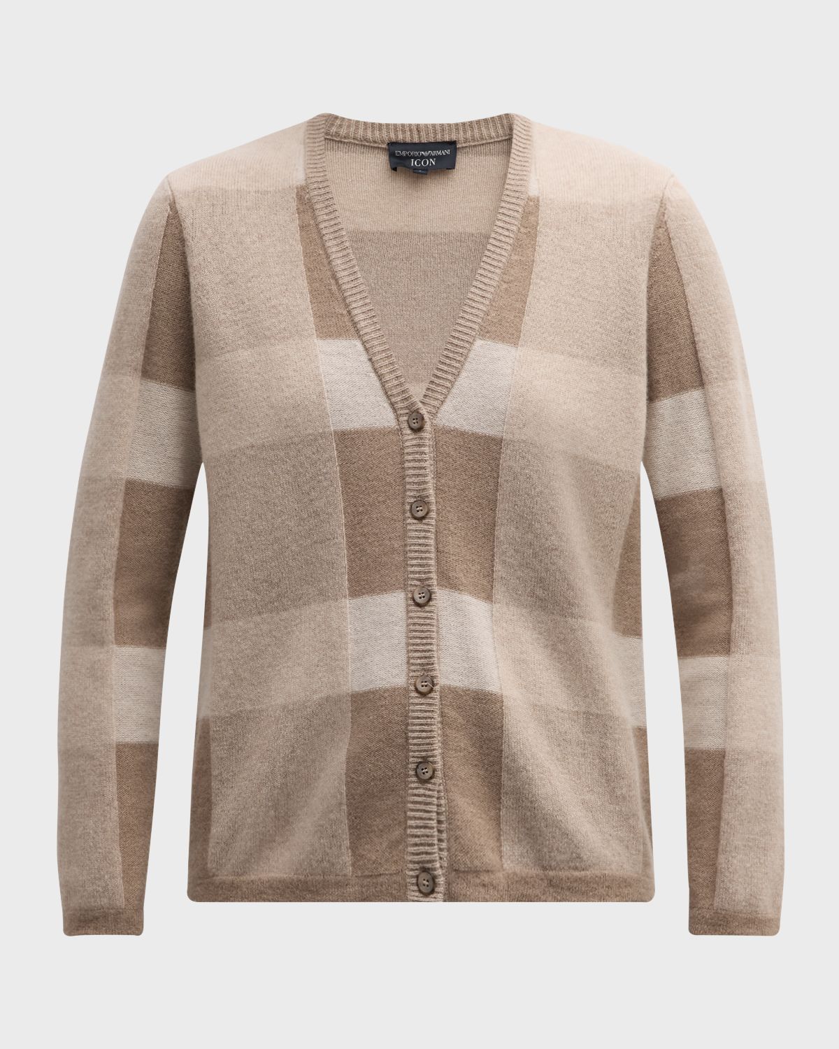 Emporio Armani Wool-Cashmere Check Cardigan