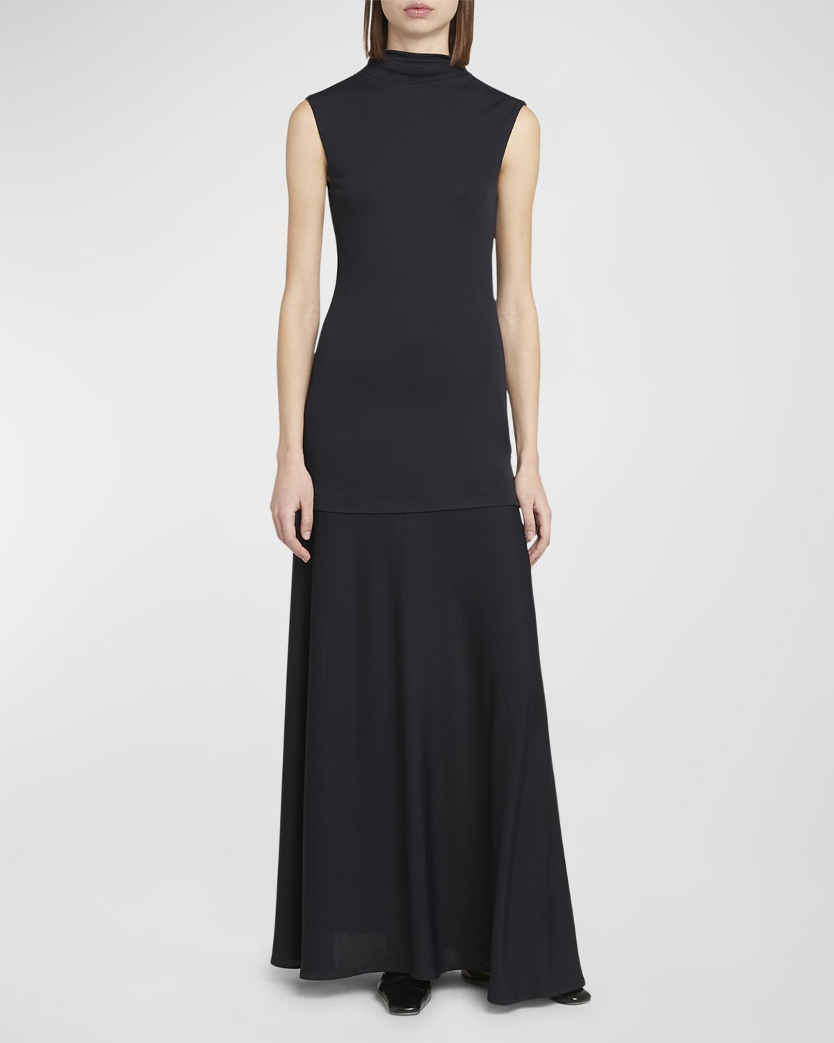 Jil Sander Sleeveless Drop-Waist Layered Maxi Dress