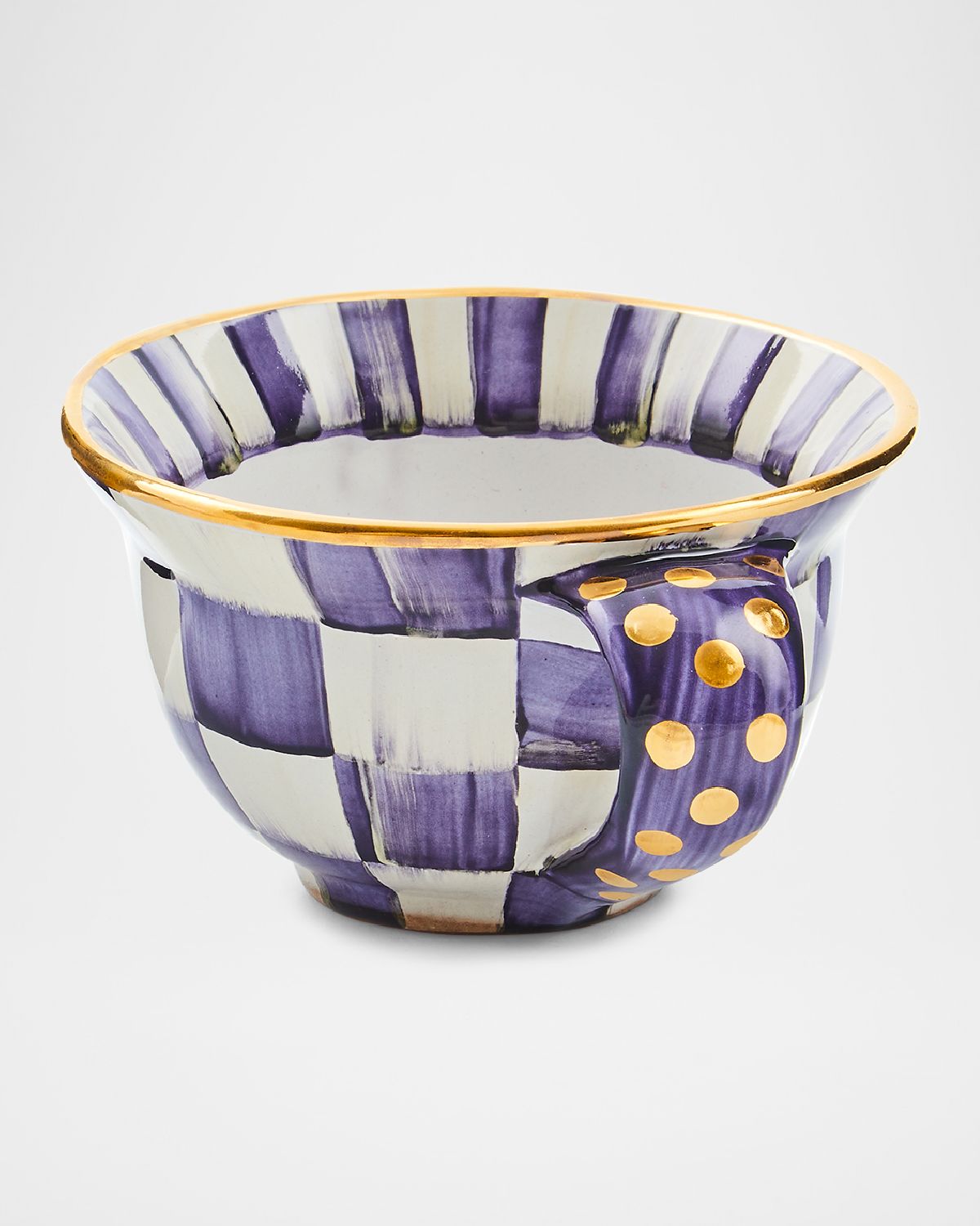 MacKenzie-Childs Violet Check Ceramic Teacup