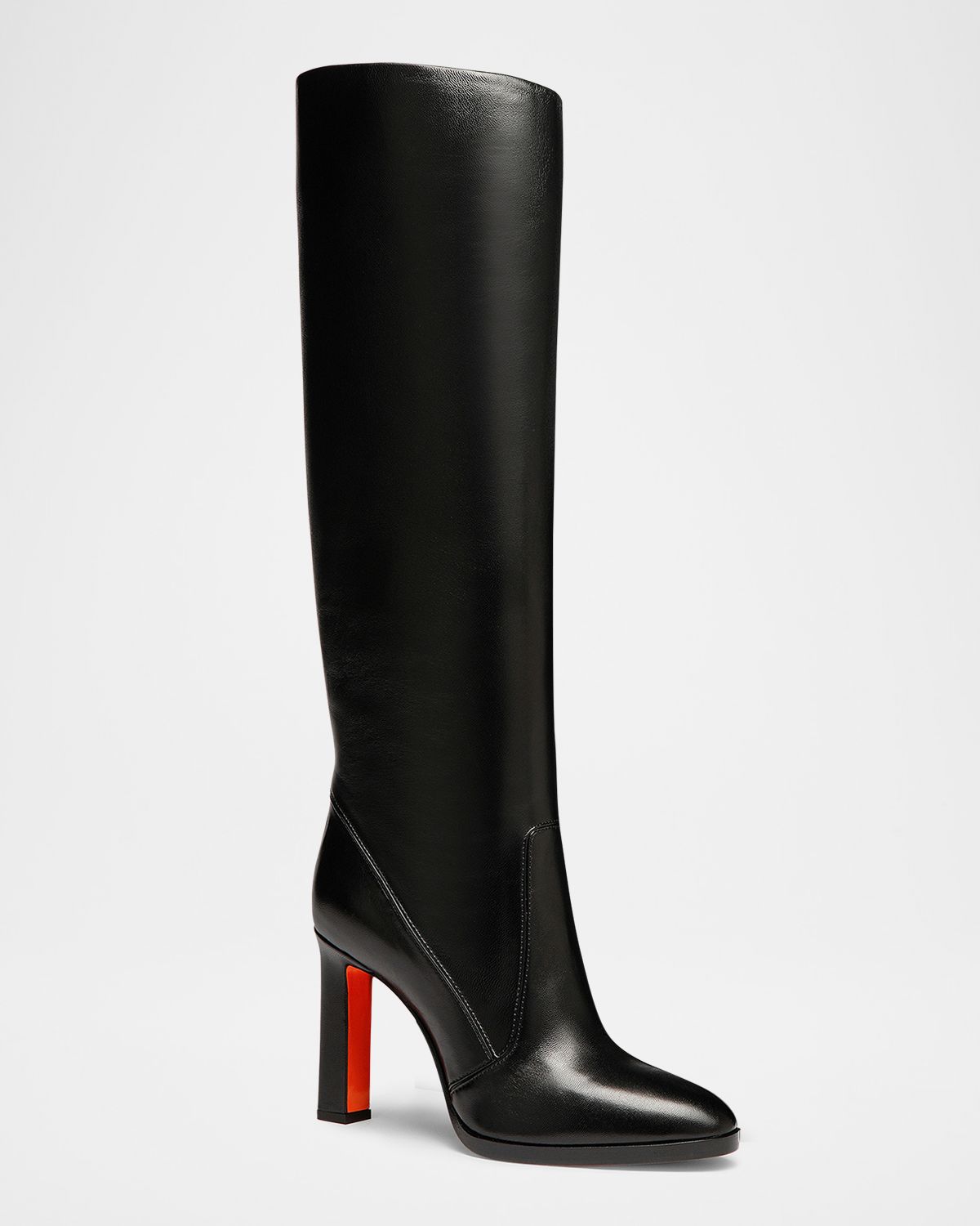 Santoni Andy Leather Stiletto Knee Boots