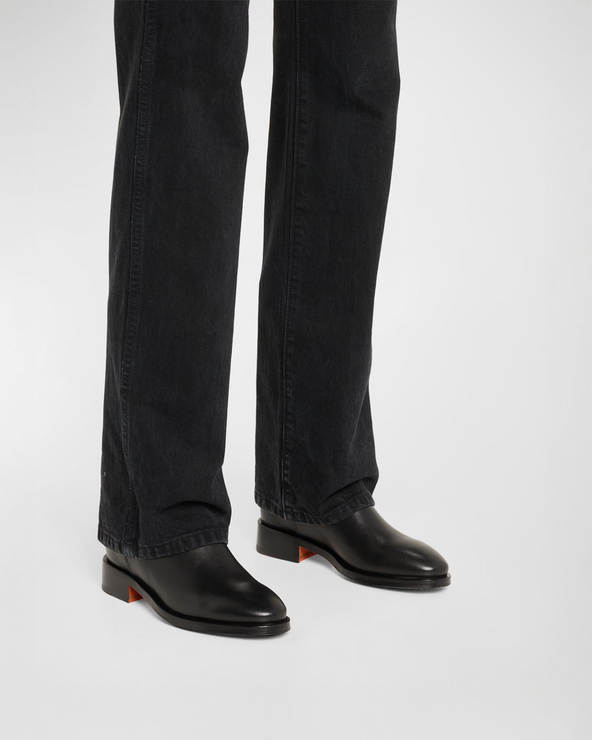 Santoni Fleeces Leather Mid Boots