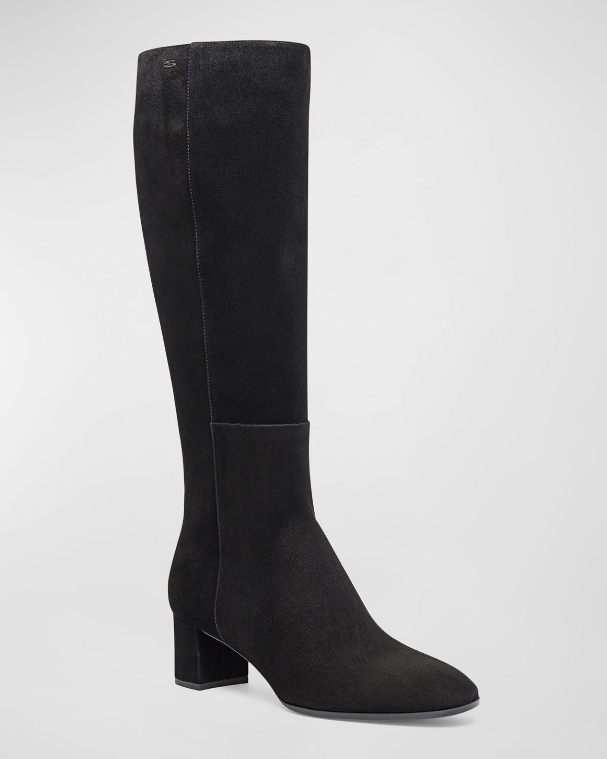 Santoni Suede Block-Heel Knee Boots