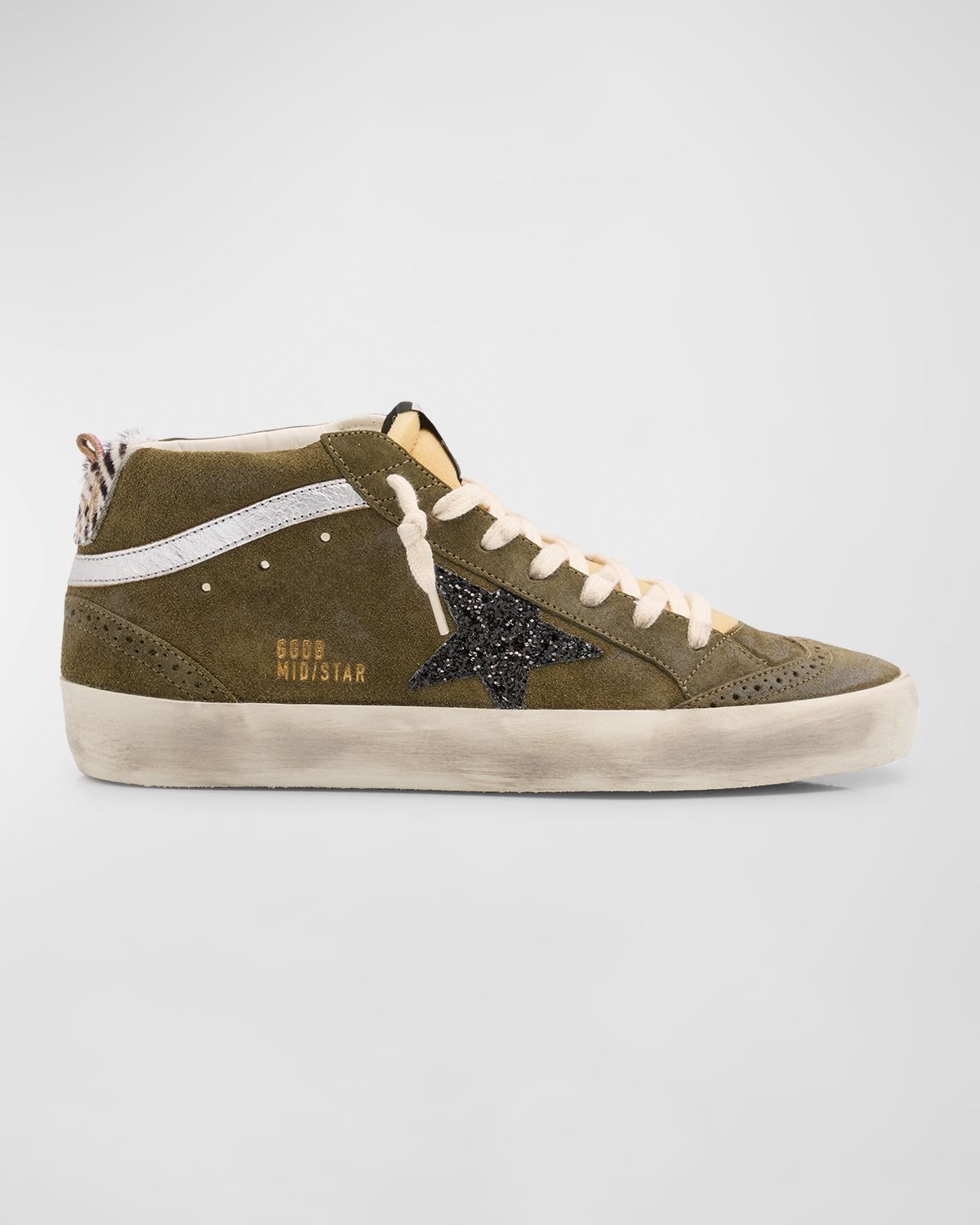 Golden Goose Mid Star Brogue Glitter Suede Sneakers