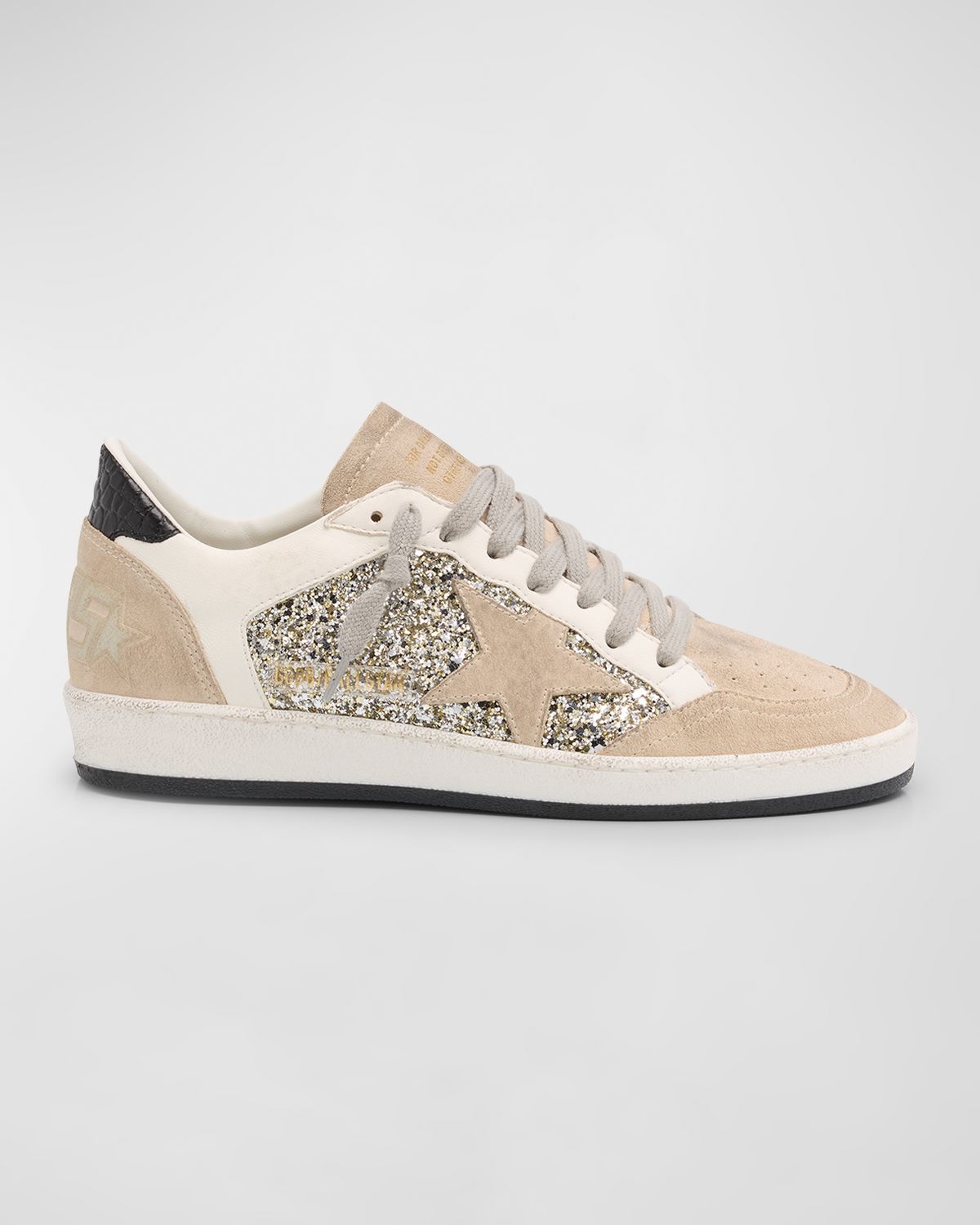 Golden Goose Ballstar Suede Glitter Low-Top Sneakers