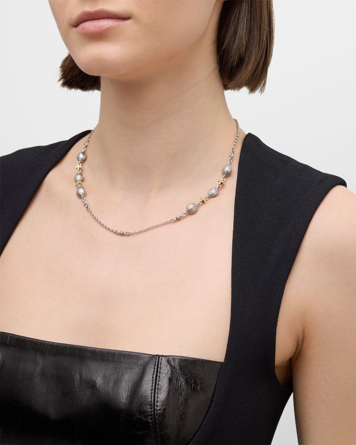 Konstantino Silver and Gold Chain Necklace, 18"L