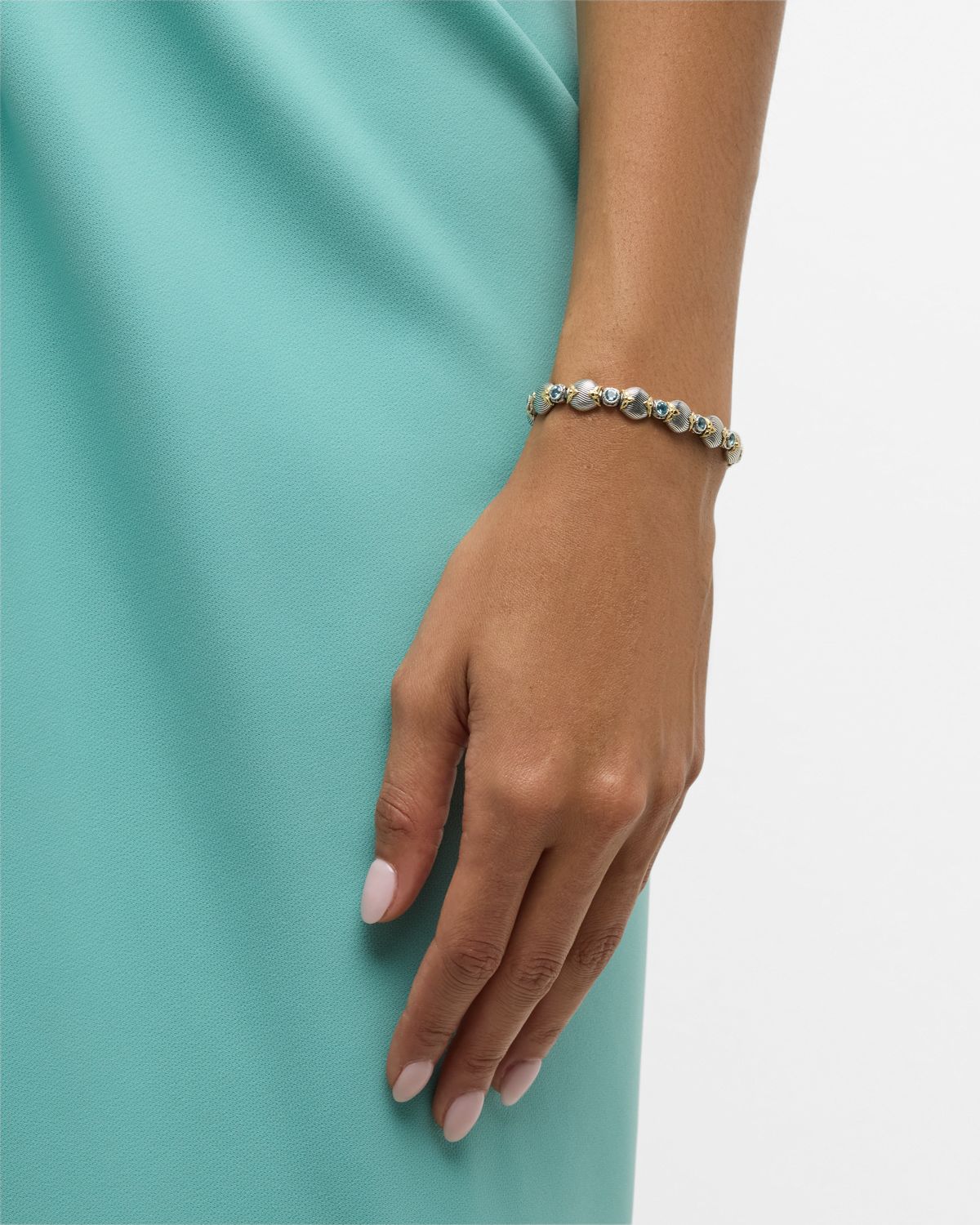 Konstantino Sterling Silver and Sky Blue Topaz Bracelet with 18K Yellow Gold
