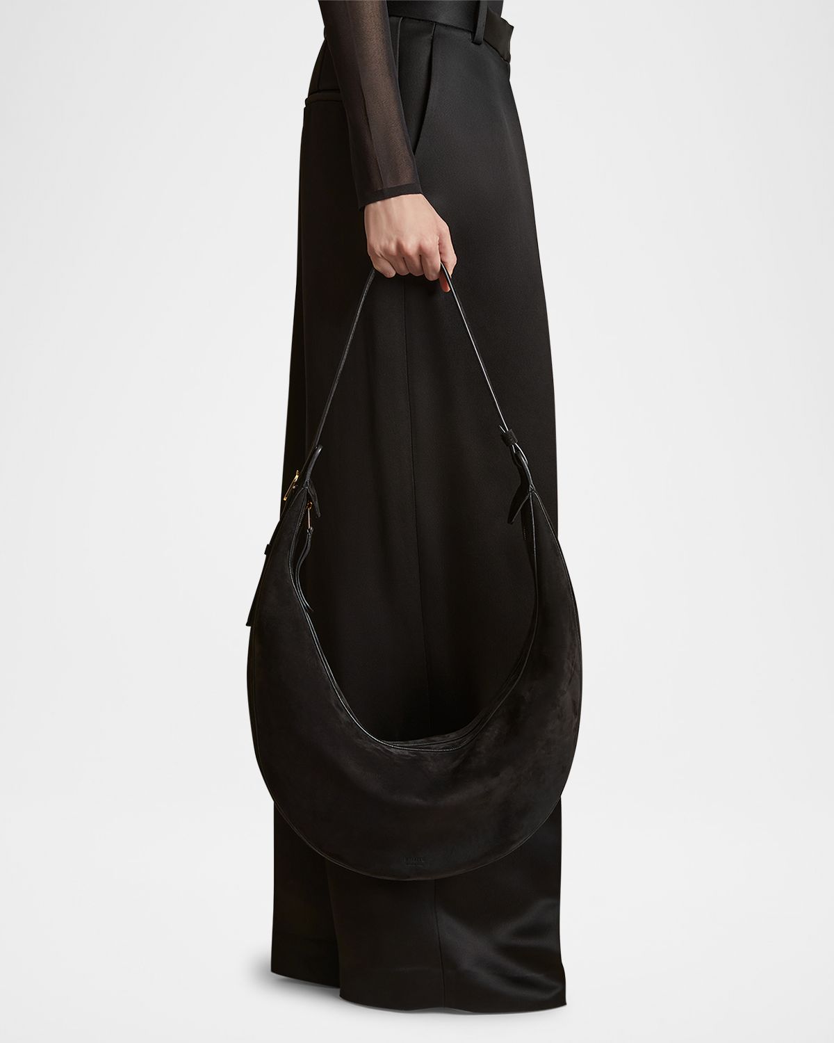 Khaite Augustina Zip Suede Hobo Bag