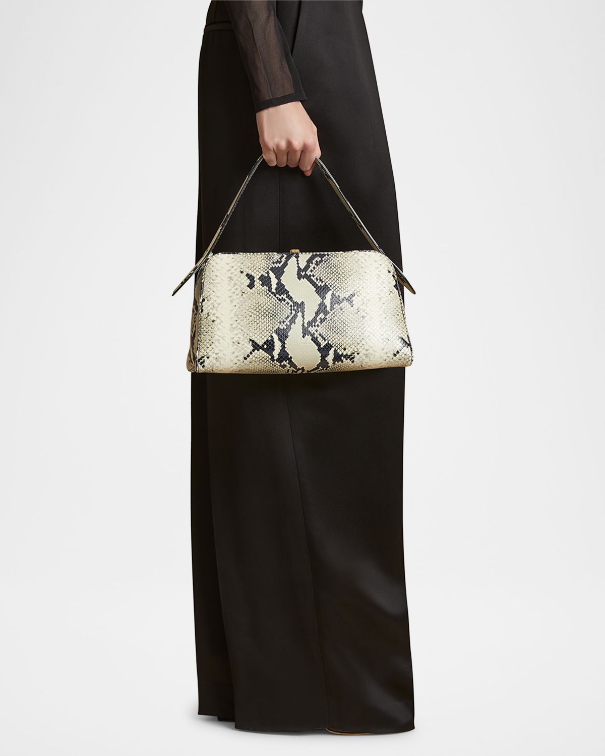 Khaite Cate Python-Embossed Leather Top-Handle Bag