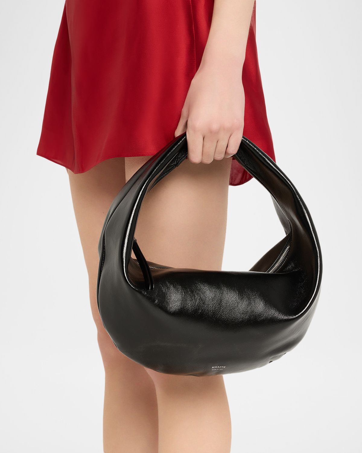 Khaite Olivia Medium Crackle Patent Hobo Bag