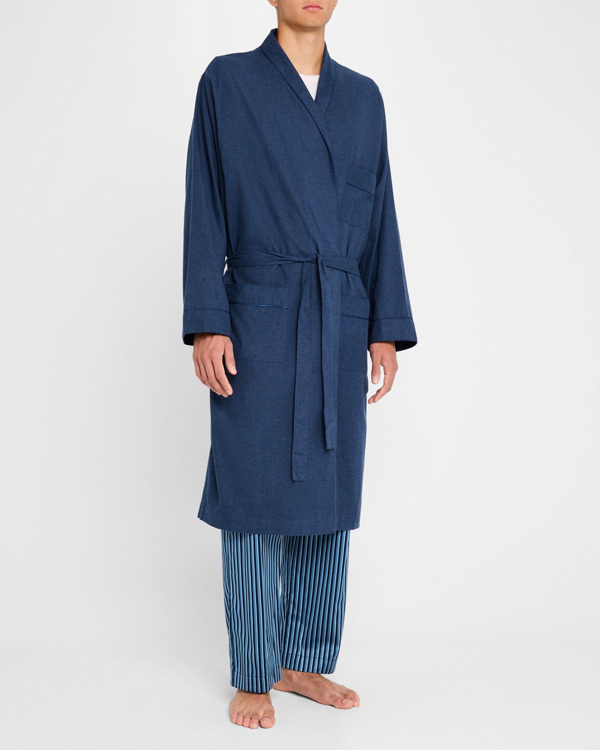 Neiman Marcus Men 's Brushed Flannel Robe