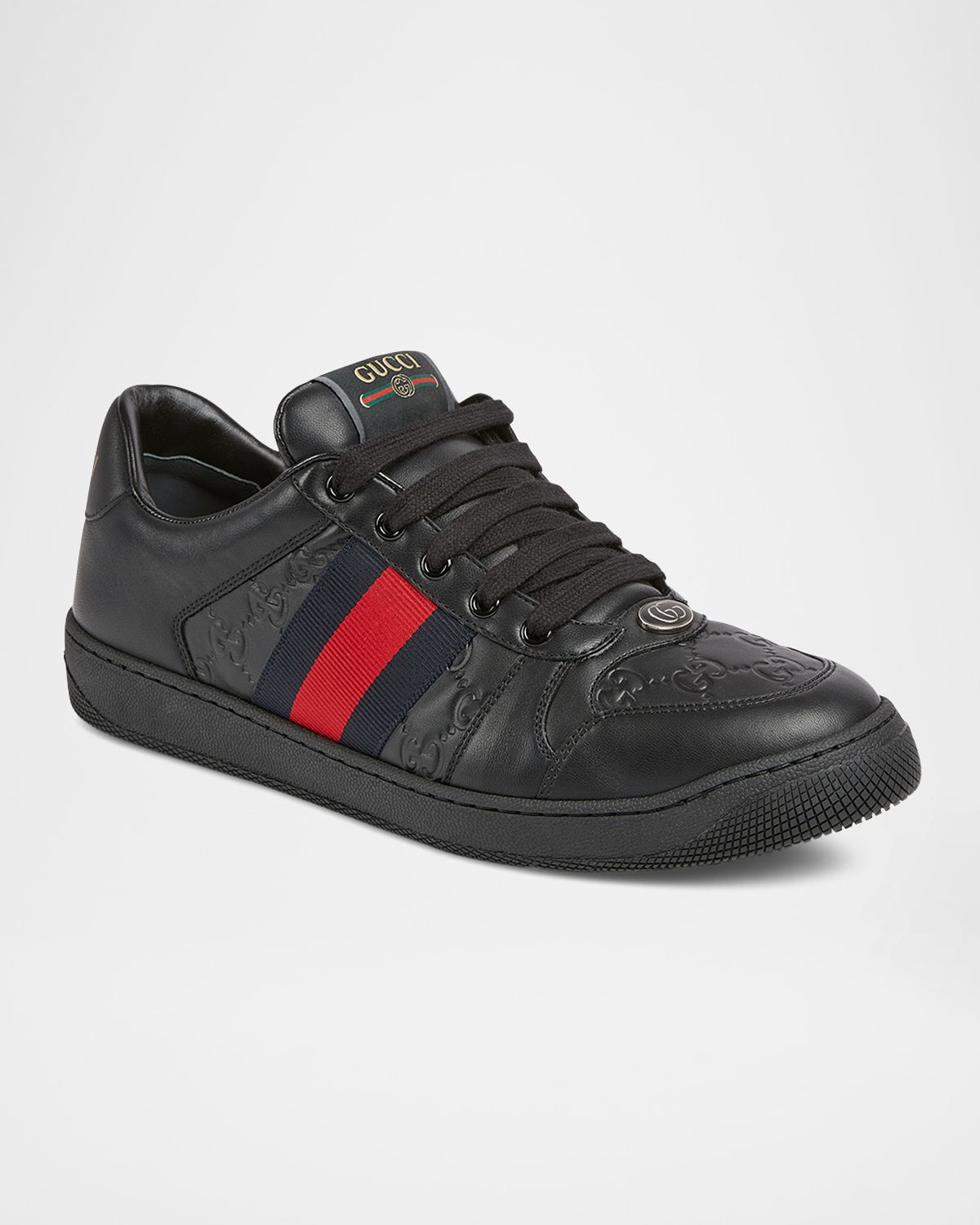 Gucci Men 's GG Embossed Leather Low-Top Sneakers