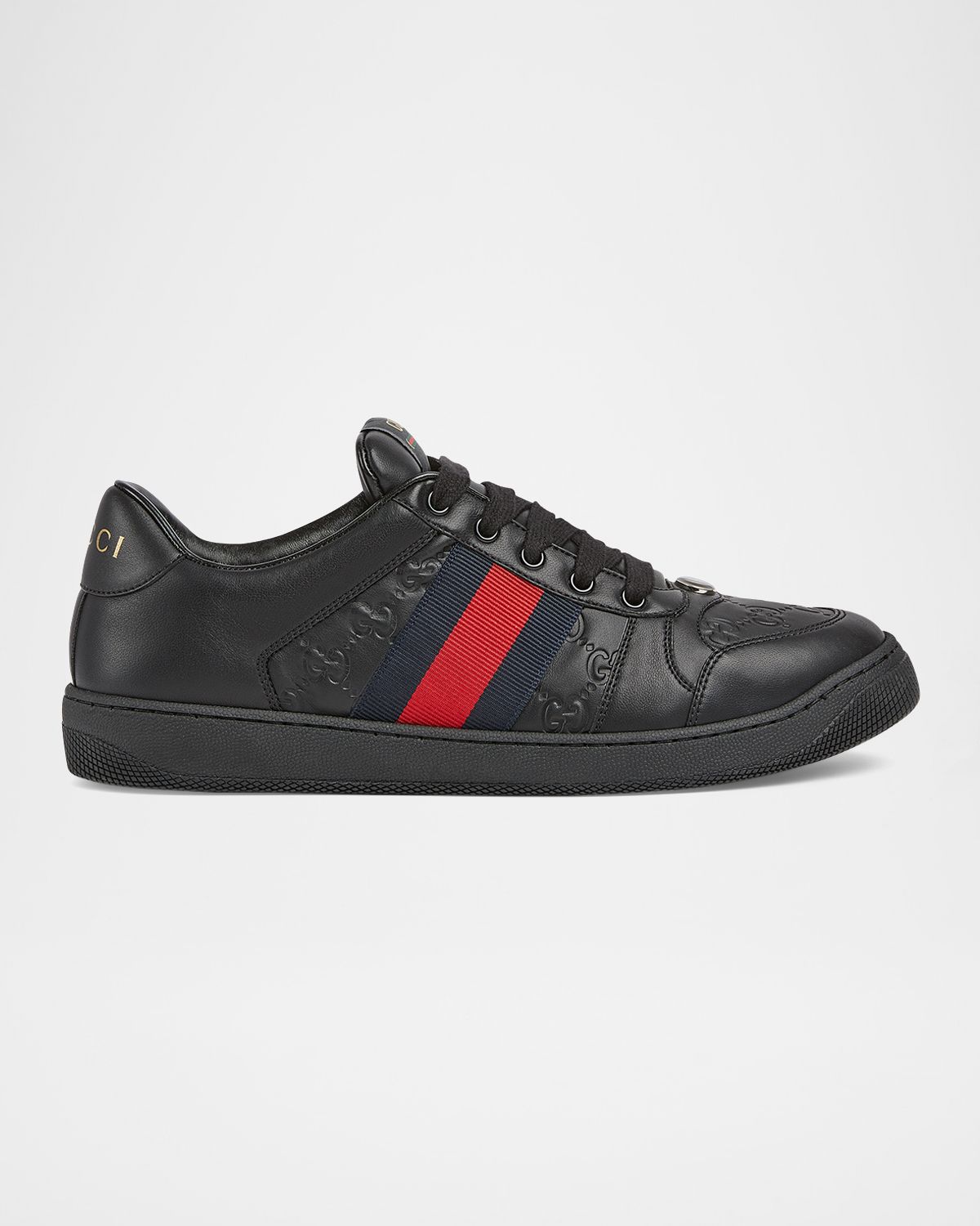 Gucci Men 's GG Embossed Leather Low-Top Sneakers