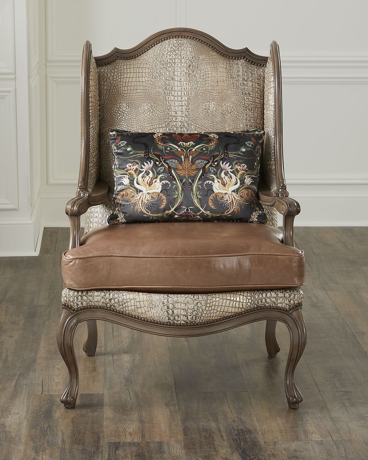 Massoud Bastian Leather Wingback Chair