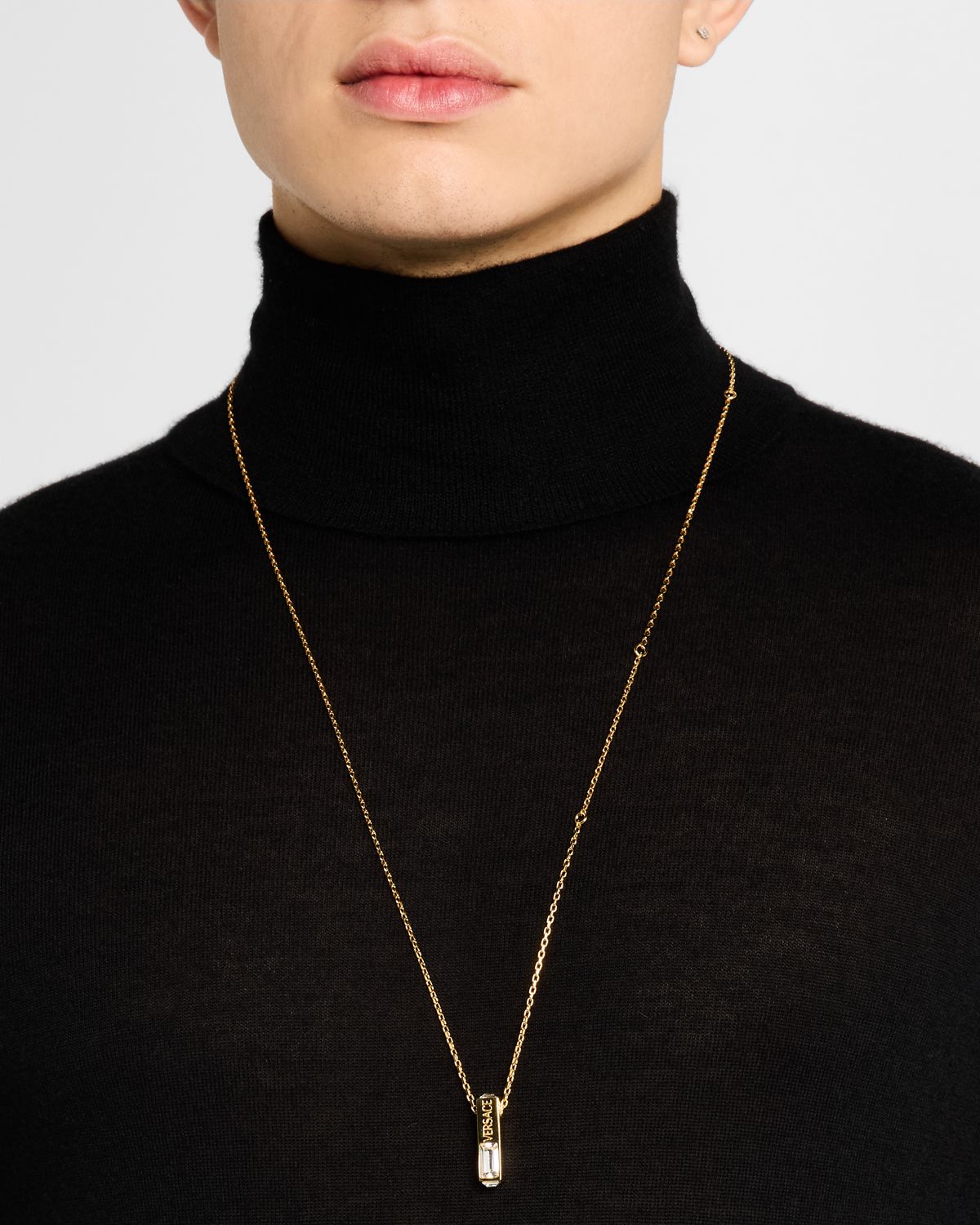 Versace Men 's Geometric Crystal Pendant Necklace