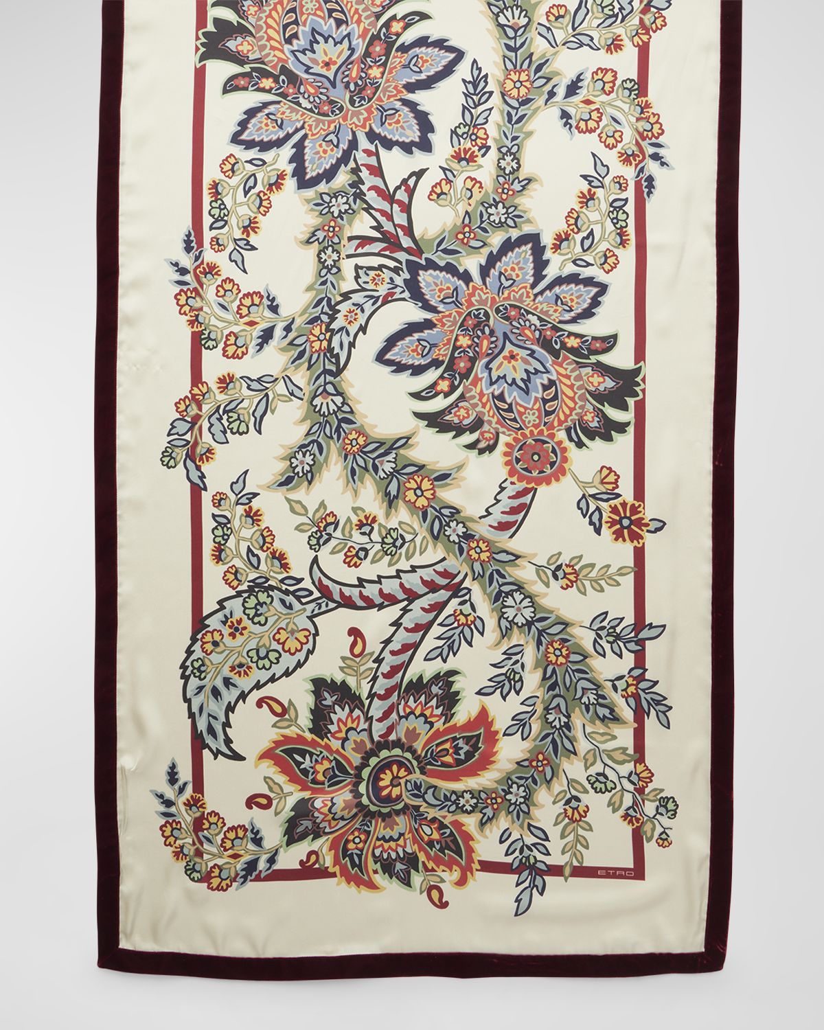 Etro Bohemian Print Scarf With Velvet Trim