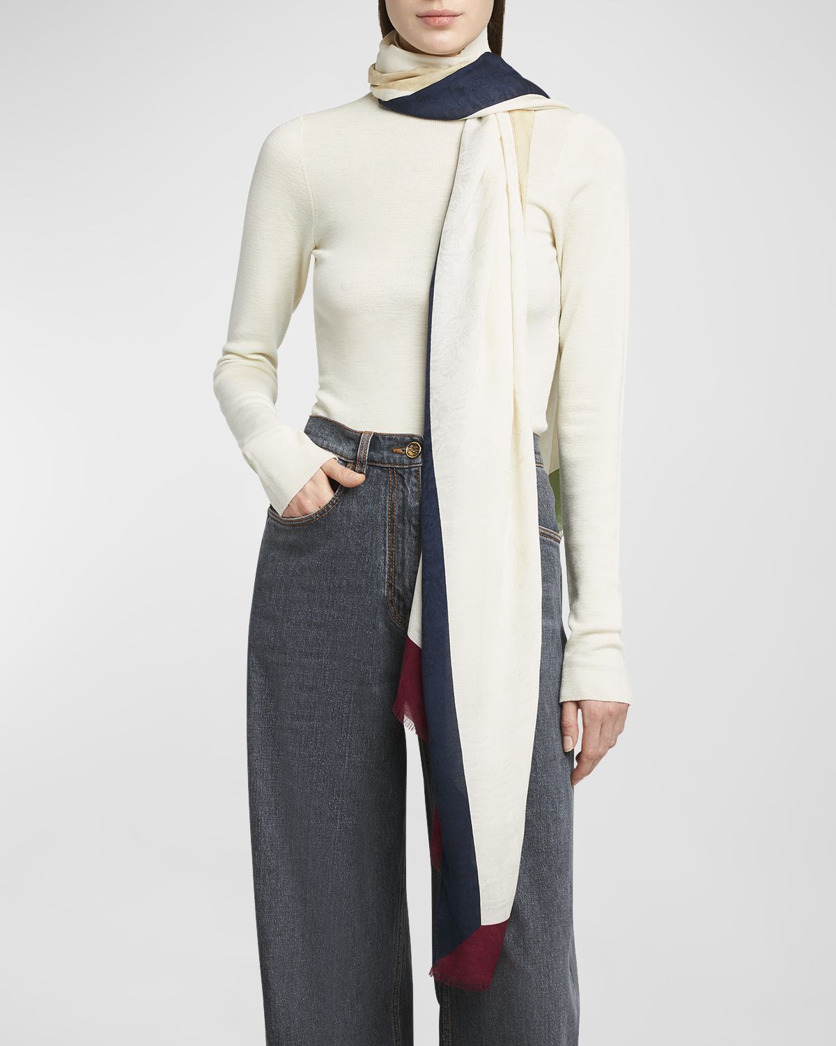 Etro Bohemian Jacquard Modal-Cashmere Scarf