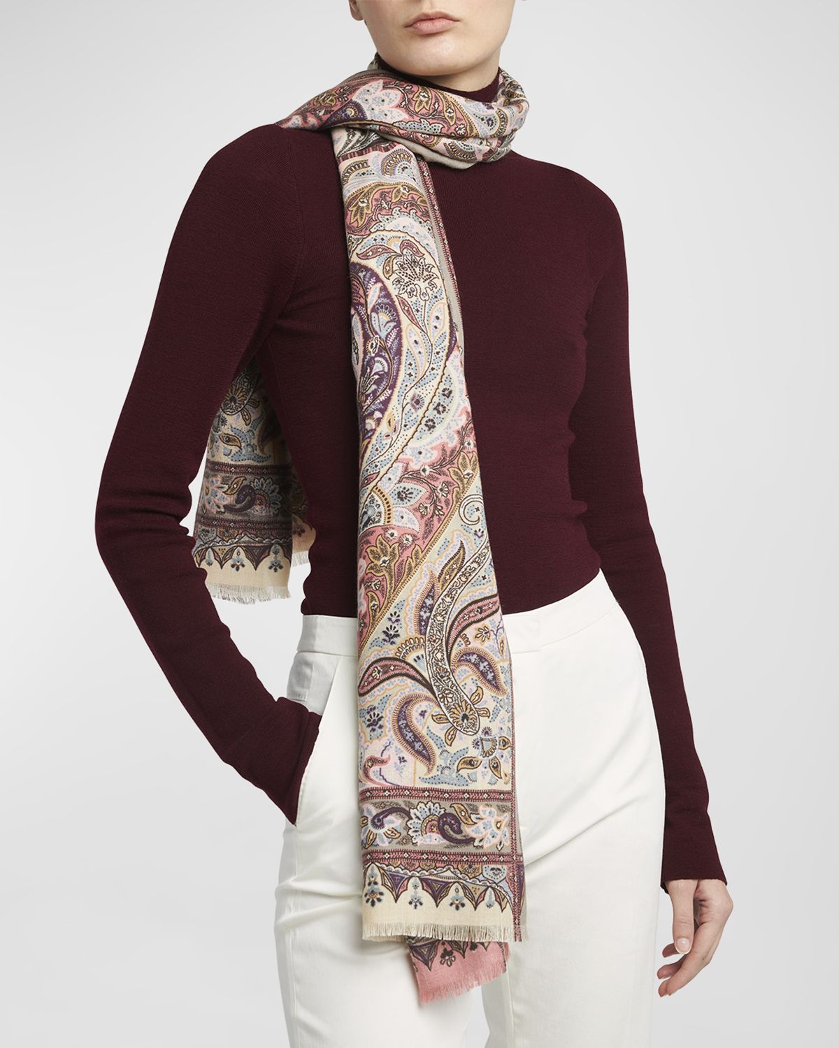 Etro Bohemian Paisley Silk-Cashmere Scarf