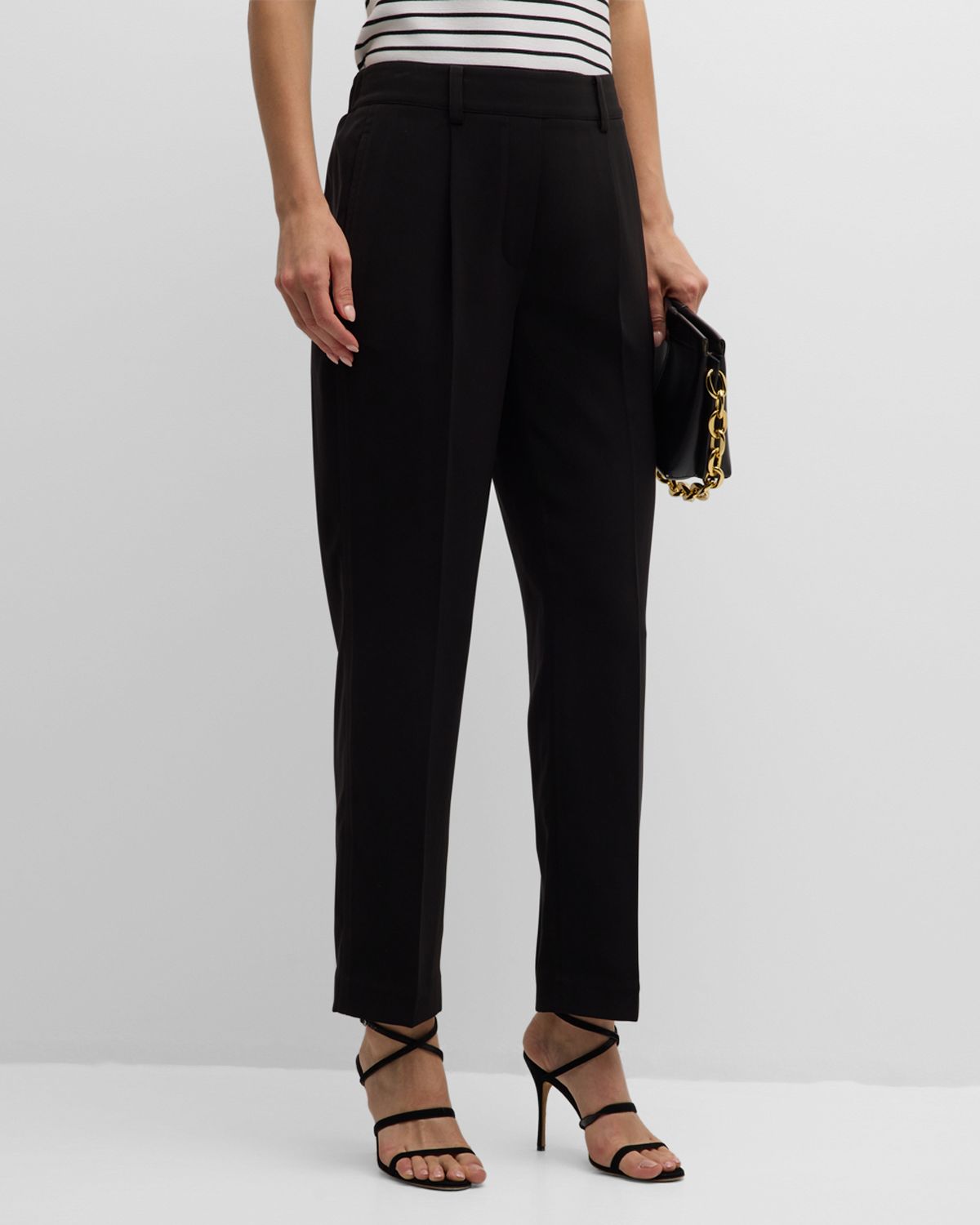 Elie Tahari The Willow Pleated Straight-Leg Ankle Pants