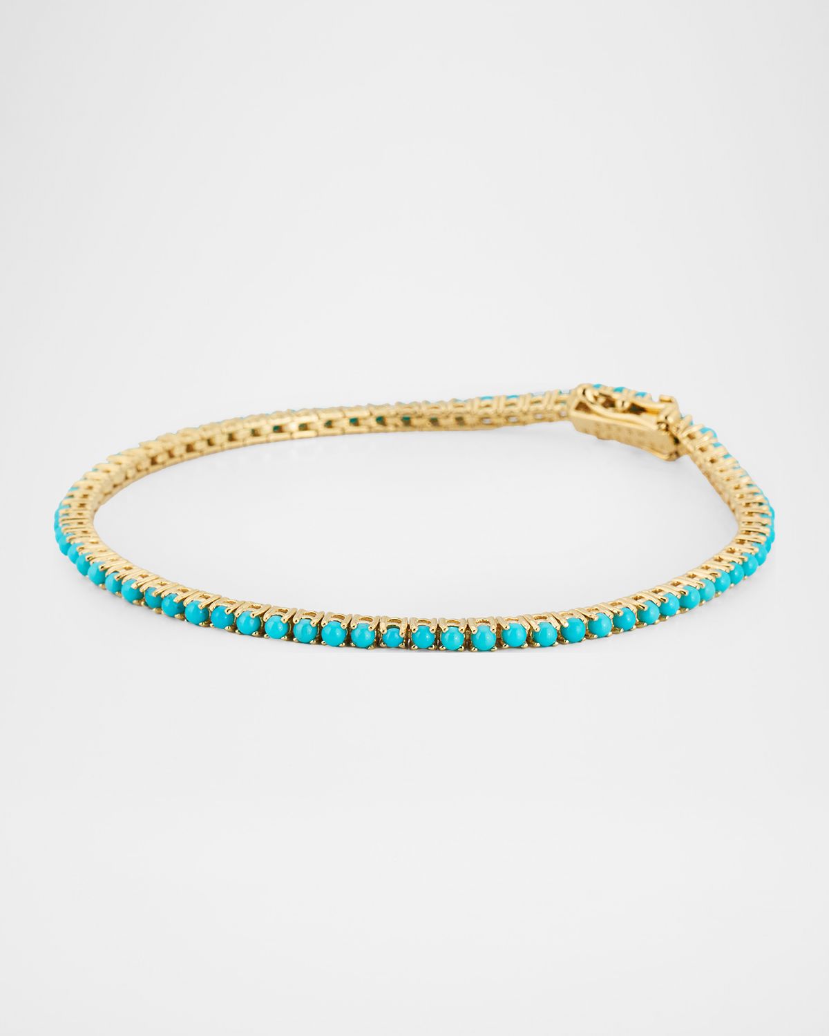 Jennifer Meyer 18K Yellow Gold 4-Prong Turquoise Tennis Bracelet