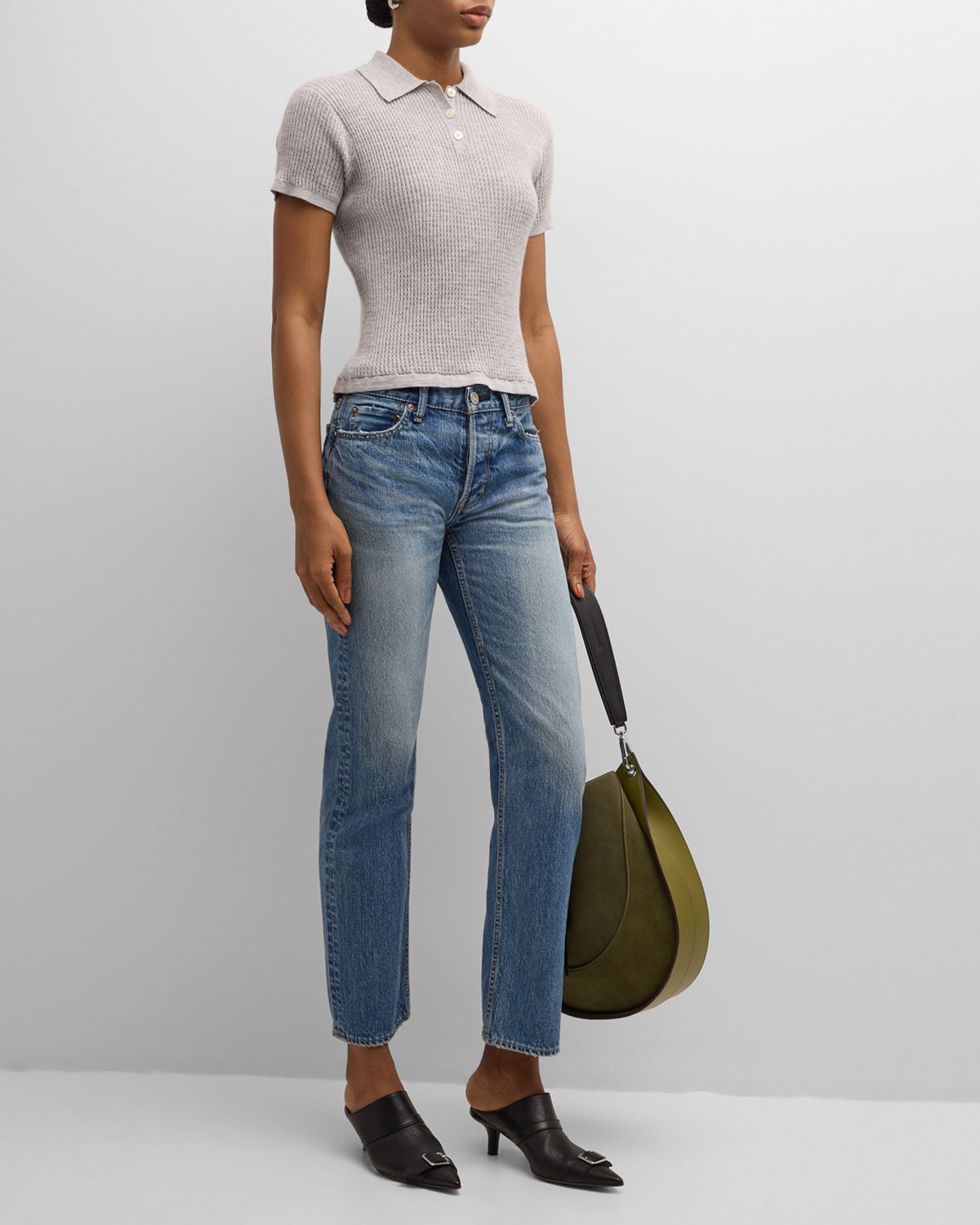 MOUSSY VINTAGE Elfers Wide Straight Mid-Rise Jeans