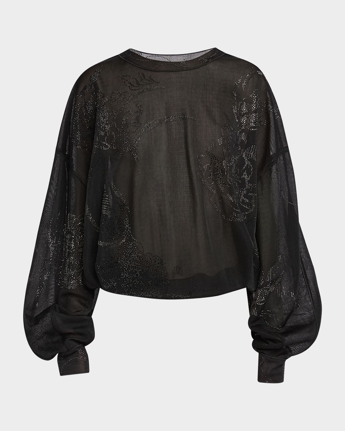 Giorgio Armani Sheer Jersey Blouse with Swarovski Details