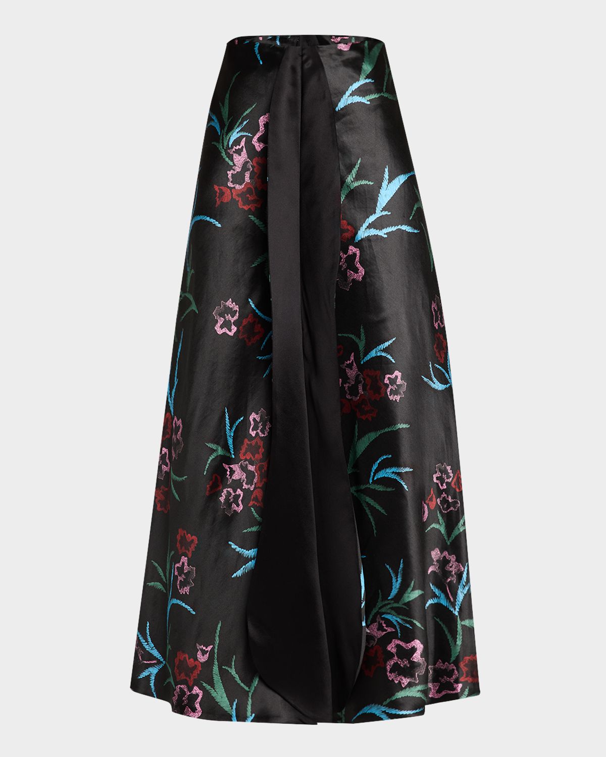Giorgio Armani Floral Printed Maxi Silk Skirt with Pleated Center Panel | Thumbnail 6