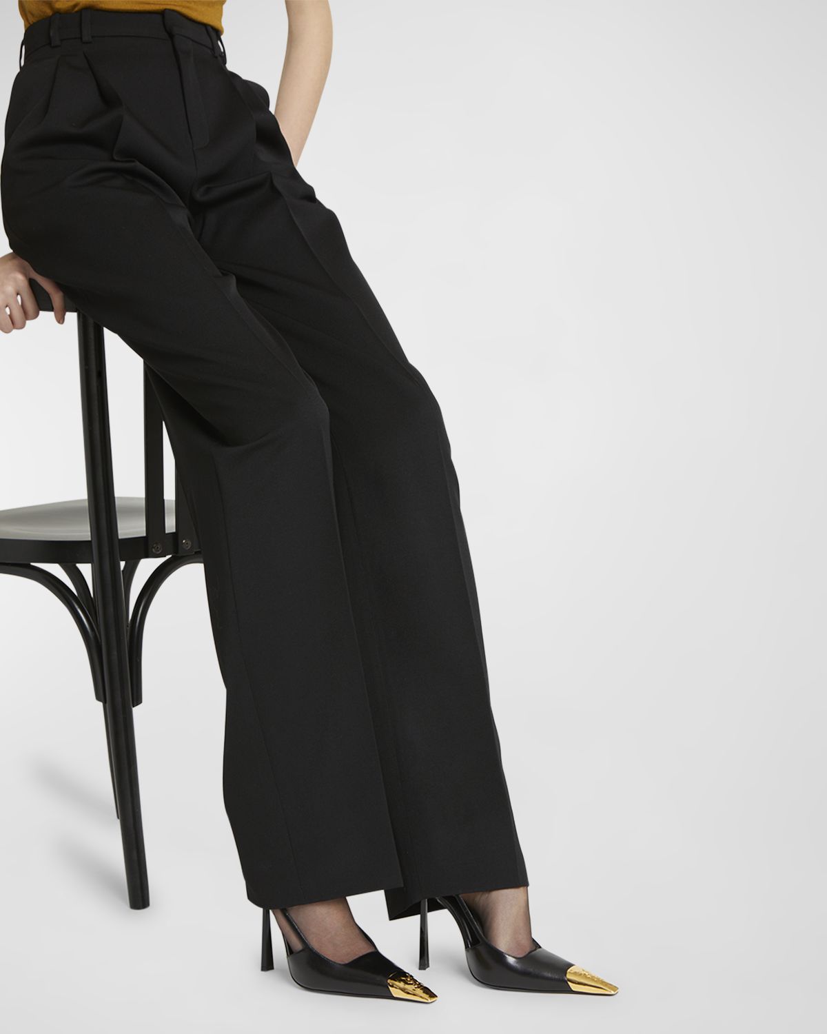 Saint Laurent Jeanne Leather Metallic-Toe Slingback Pumps | Thumbnail 7 Saint Laurent Jeanne Leather Metallic-Toe Slingback Pumps | Thumbnail 7
