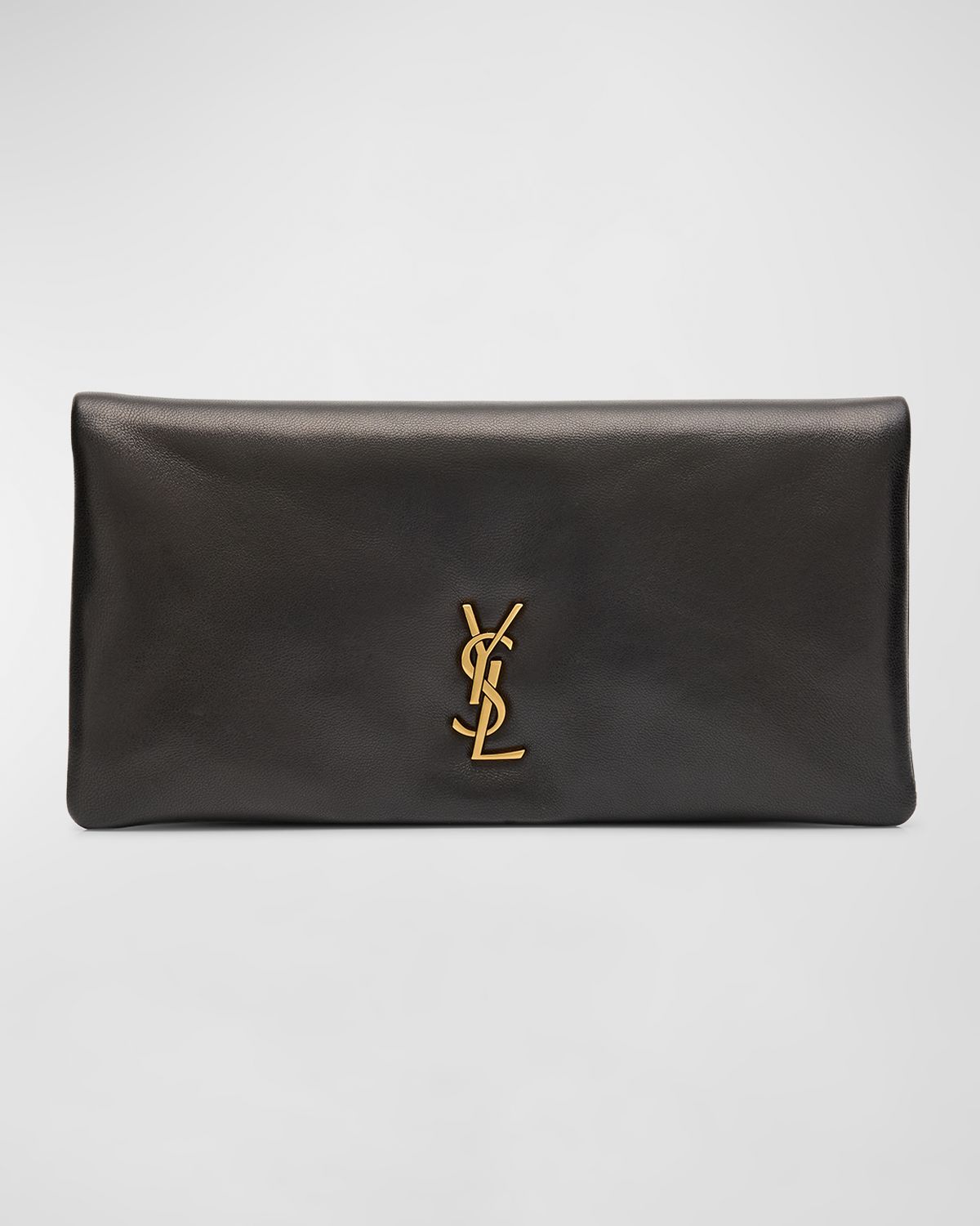 Saint Laurent Calypso YSL Pouch Clutch Bag in Lambskin Leather - Women's Bags