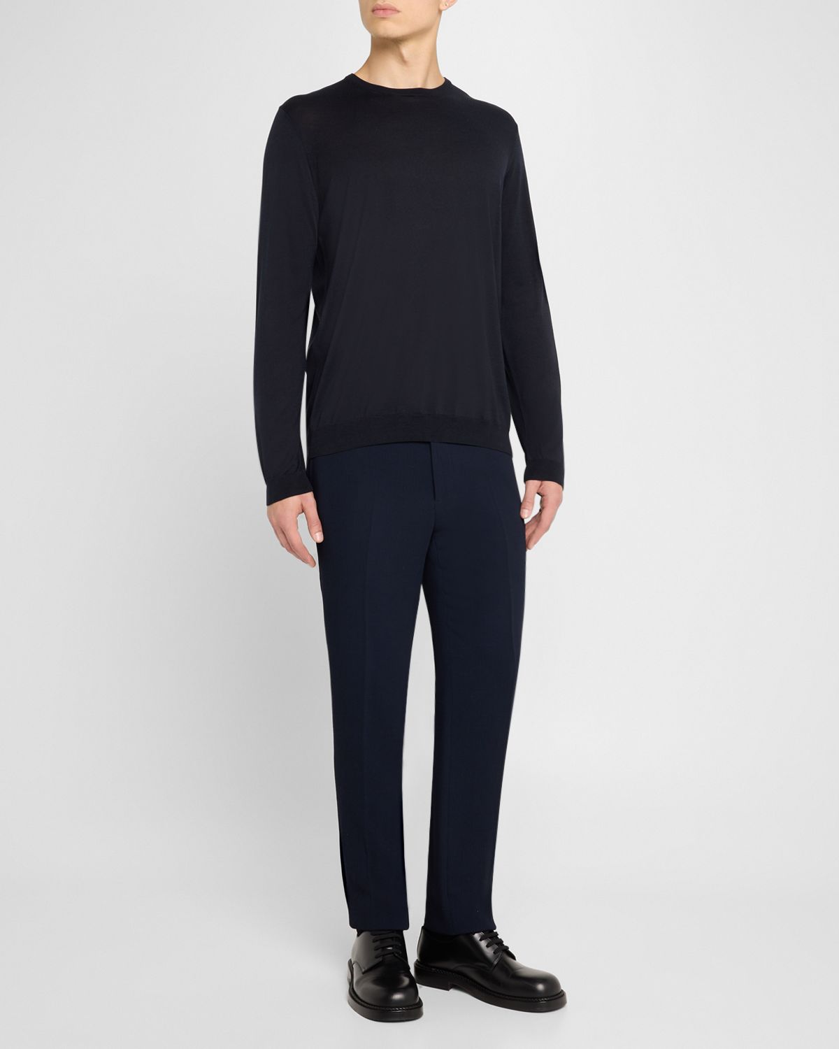 Giorgio Armani Men 's Silk-Cotton Crew Sweater | Thumbnail 5 Giorgio Armani Men 's Silk-Cotton Crew Sweater | Thumbnail 5