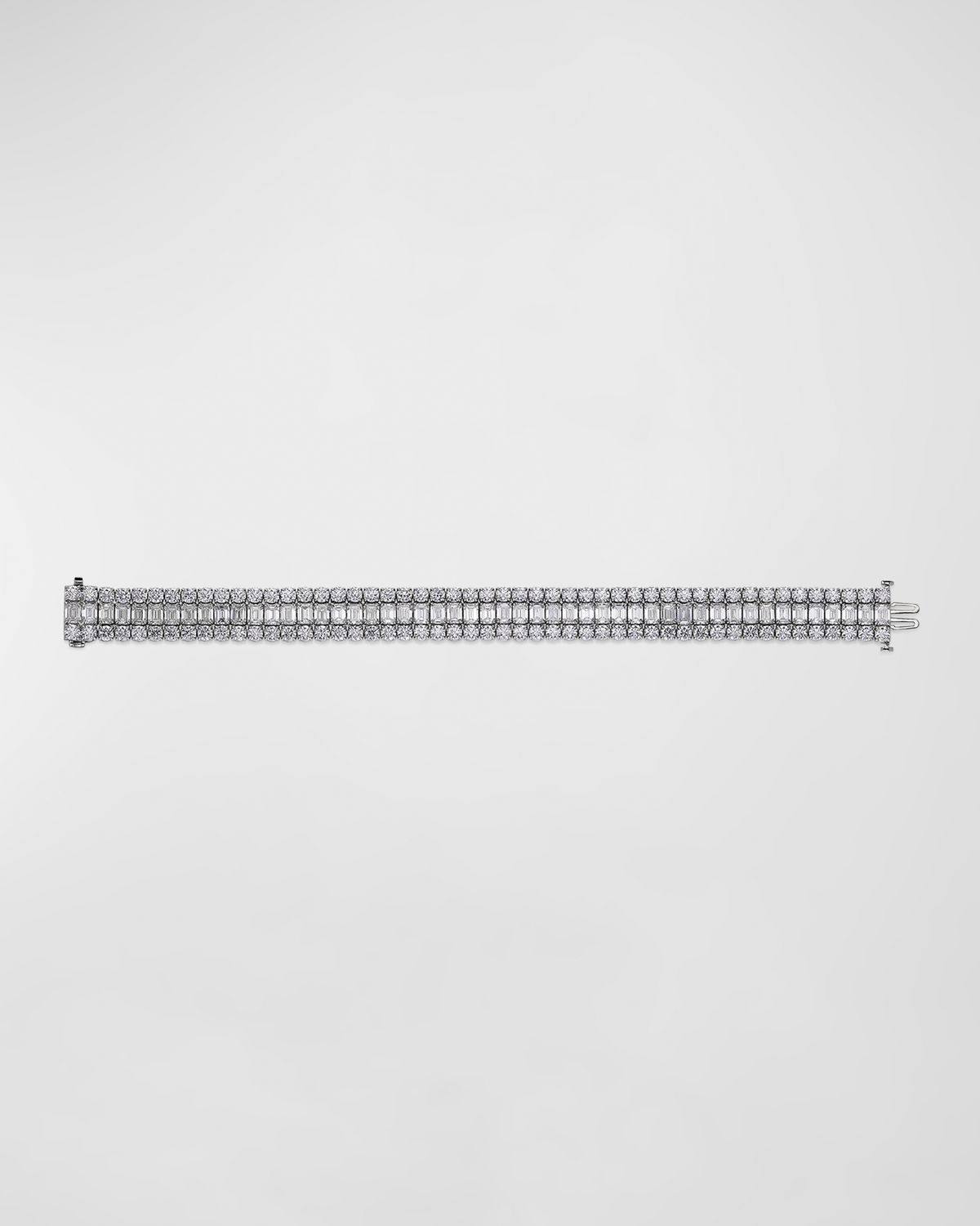 Neiman Marcus Diamonds Platinum 3 Row Diamond Bracelet, 7", 29.80tcw