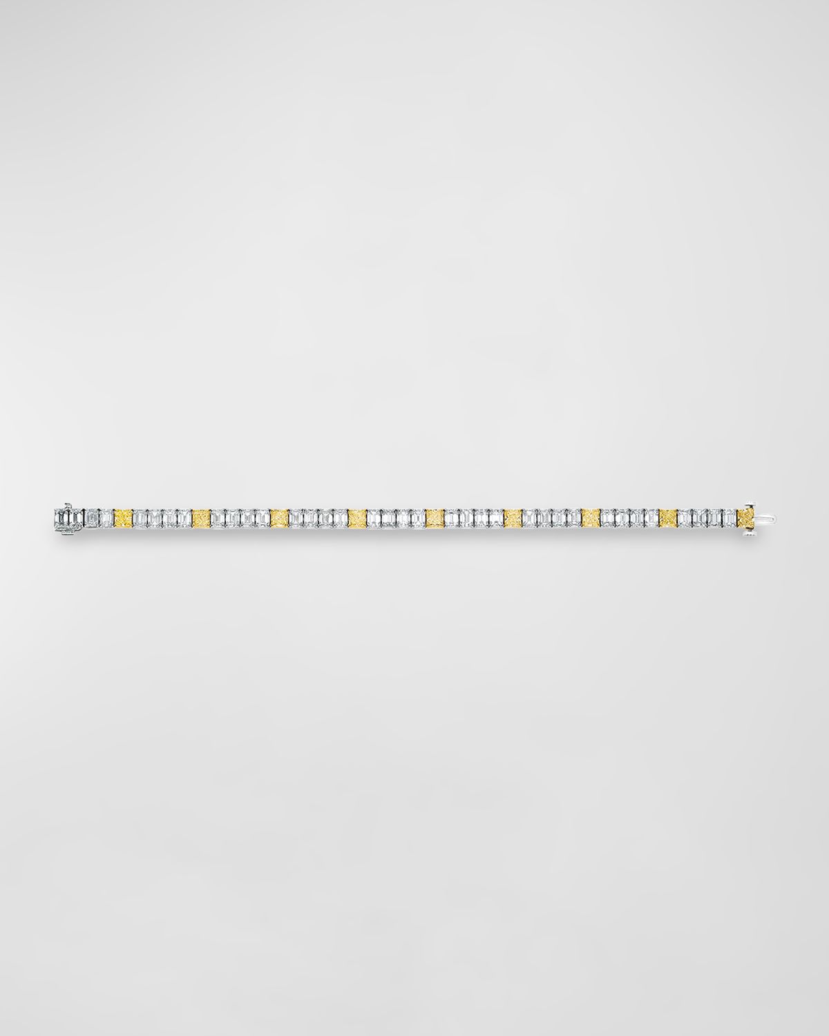 Neiman Marcus Diamonds Platinum and 18K Gold Alternating Diamond Bracelet, 7"