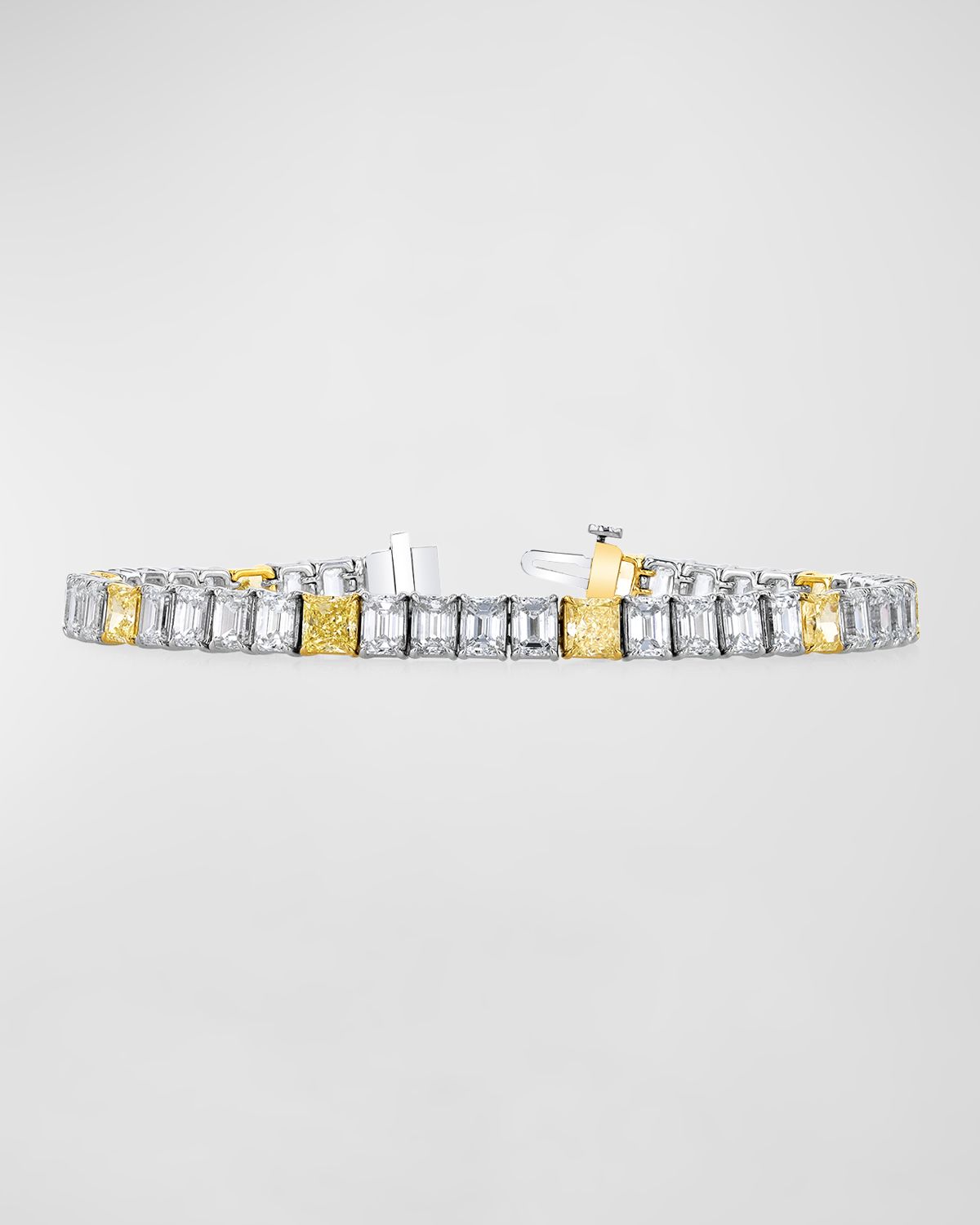 Neiman Marcus Diamonds Platinum and 18K Gold Alternating Diamond Bracelet, 7"