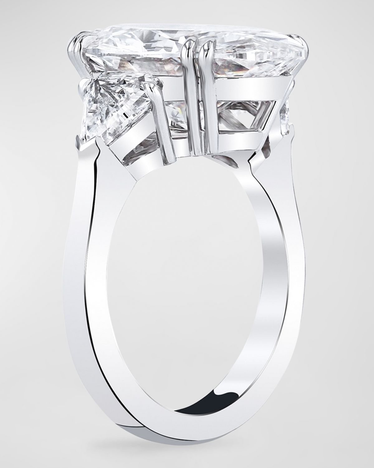 Neiman Marcus Diamonds Platinum Three Stone Oval Diamond Ring, 9.55tcw (Size 6.5)