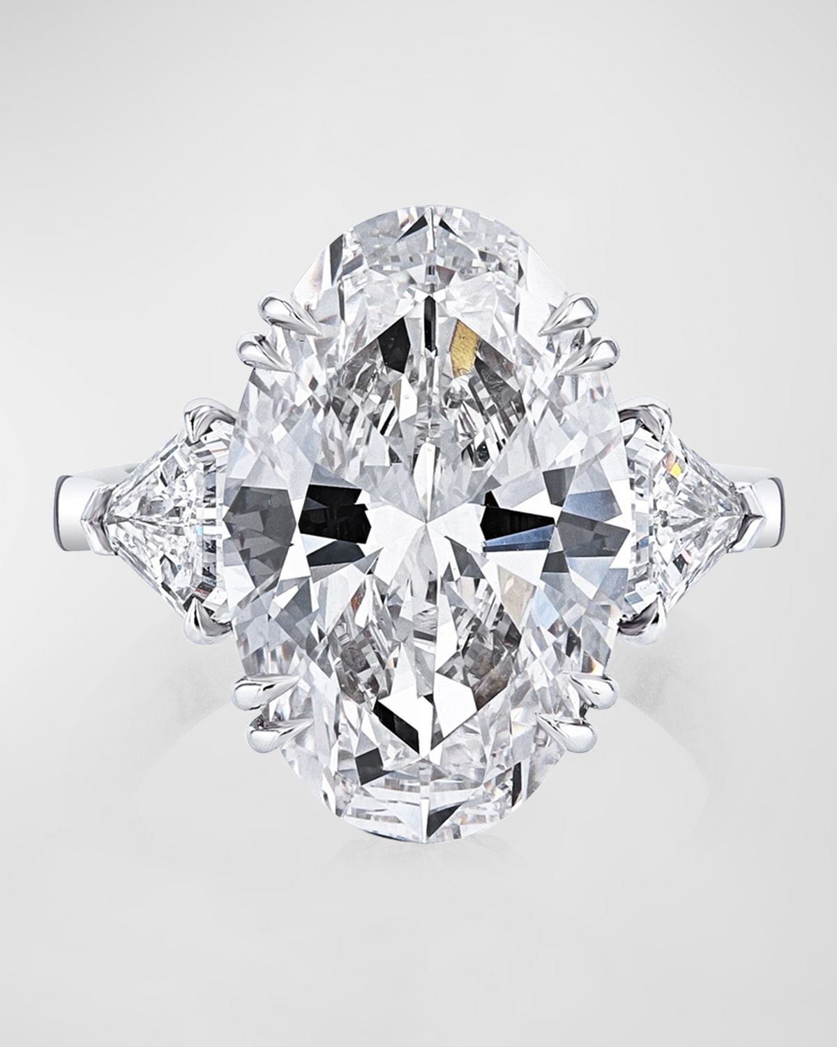 Neiman Marcus Diamonds Platinum Three Stone Oval Diamond Ring, 9.55tcw (Size 6.5)