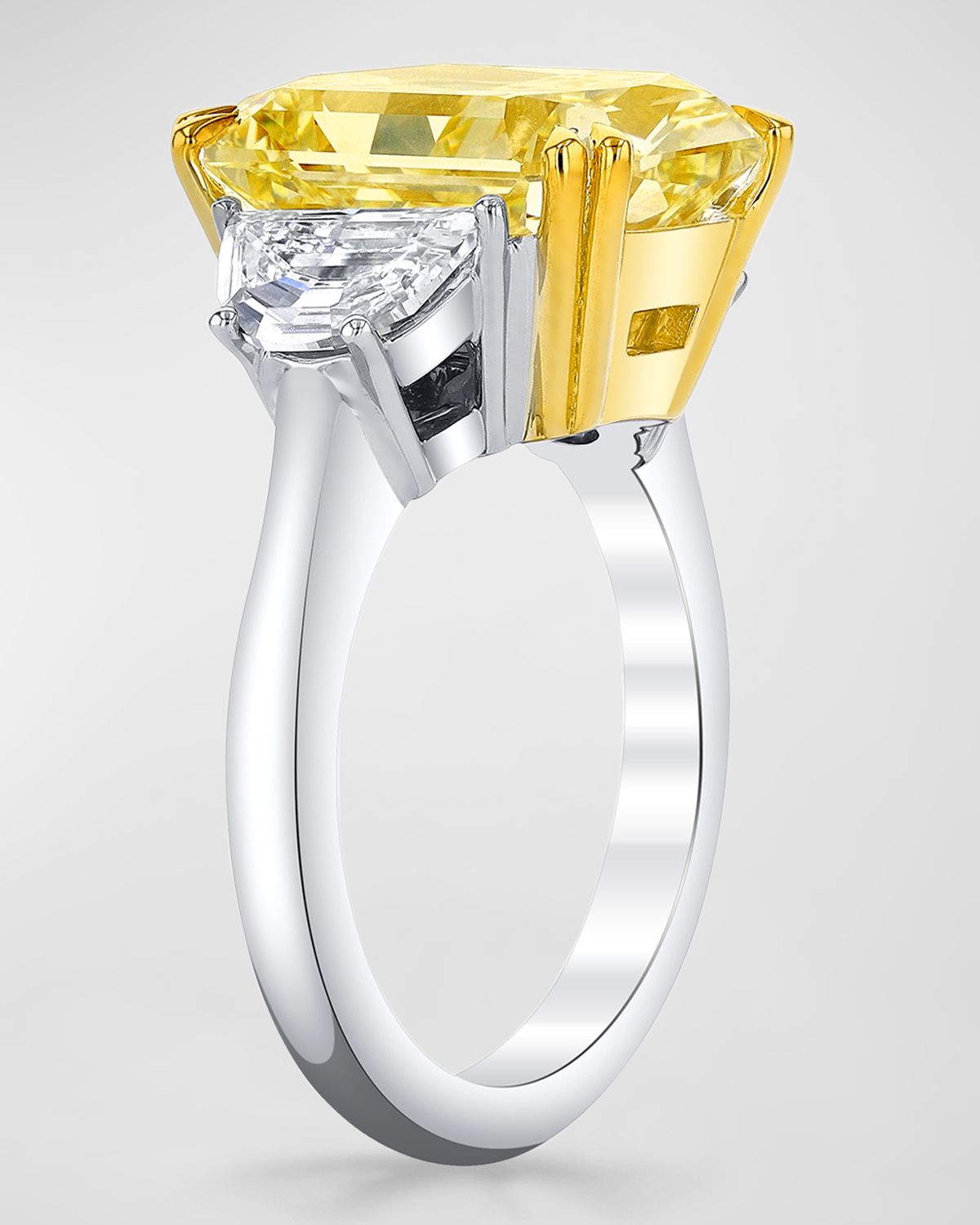 Neiman Marcus Diamonds Yellow Radiant Cut Three Stone Diamond Ring, 9.72tcw (Size 6.5)